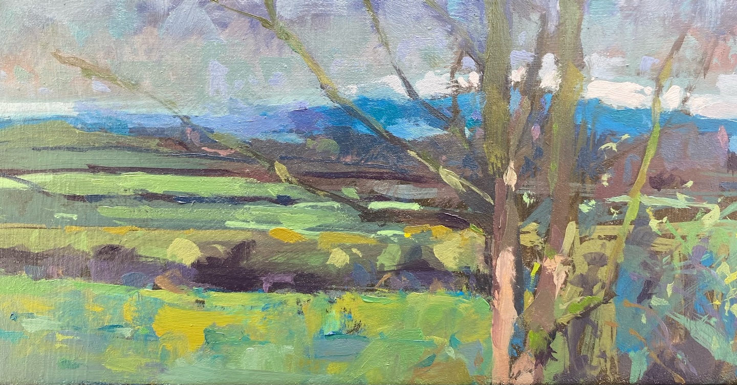 The clouds are hanging low over us today, but on the horizon an incredible blue with subtle shifts of purples as the light strengthened and then waned. I love this view..
#enpleinair #oilpainting #bluesonthehorizon #colour #landscape