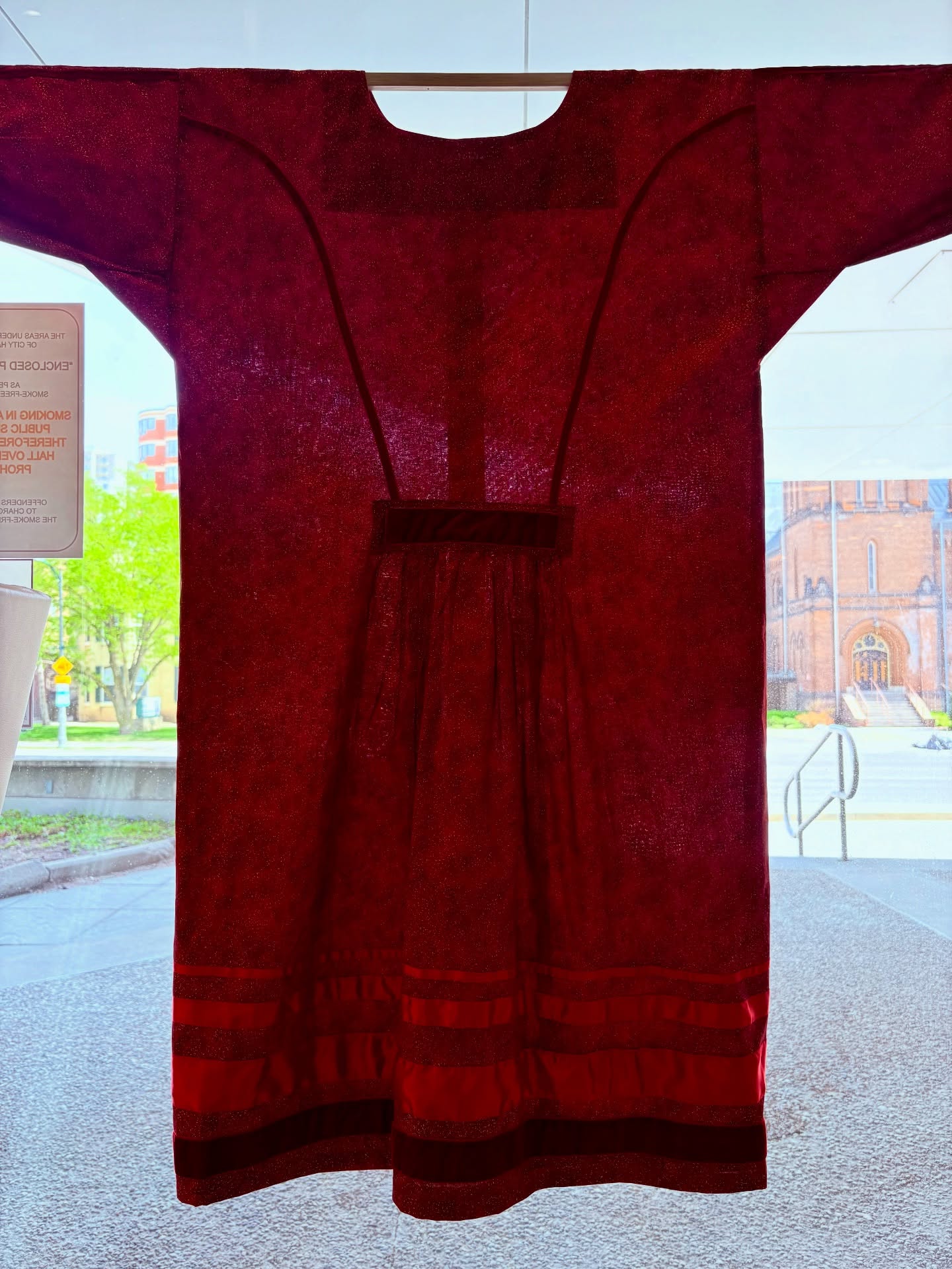 May 5 is the National Day of Awareness for Missing and Murdered Indigenous Women, Girls, and 2SLGBTQQIA+ Peoples (MMIWG2S+).
Described as “a presence through the marking of absence,” Red Dress Day can be traced back to a powerful installation art project by Canadian Métis artist Jaime Black. The installation which first took place in 2010 was “an aesthetic response to a critical national issue.”
This year, in an effort to honour the day and carry on Black’s message, the London Arts Council in partnership with the City of London Culture Services have installed a red dress created by Joanne Powless (commissioned in 2026) and two red skirts created by Kathleen Doxtator (commissioned in 2025) in the windows of London City Hall (300 Dufferin Ave).
These pieces are part of a growing collection which started with Kathleen Doxtator’s red skirts last year to acknowledge the many missing and murdered Indigenous women, girls, and 2SLGBTQQIA+ peoples across Turtle Island, and the ongoing calls for support.
Please visit our link in bio to learn more.
Photos of “Tewatsitsyanek^lus” by Joanne Powless and “Red Dress Project – Two Red Skirts” by Kathleen Doxtator
#MMIWG2S+
@canadalifeco @cityoflondonont @ontarioartscouncil