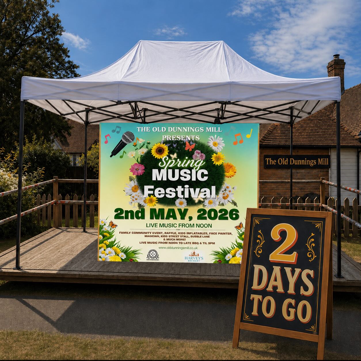 ⏳ 2 DAYS TO GO! ⏳
The countdown is ON for the Spring Music Festival at The Old Dunnings Mill 🎶🔥
This Saturday, May 2nd | From 12pm ‘til late
Get ready for an amazing day of:
Live bands – Jenny Green & The Trio, Beer Jukebox, The Blaze & The Tar Babies
Kids’ inflatables
Face painting
Magician
BBQ & local stalls
FREE ENTRY – everyone welcome!
Our raffle is in full swing with over £1,500 in prizes, all supporting Being Neighbourly Grab your tickets behind the bar before they’re gone!
Don’t miss it – great music, great vibes, and a brilliant cause!
#SpringFestival #LiveMusic #CommunityEven