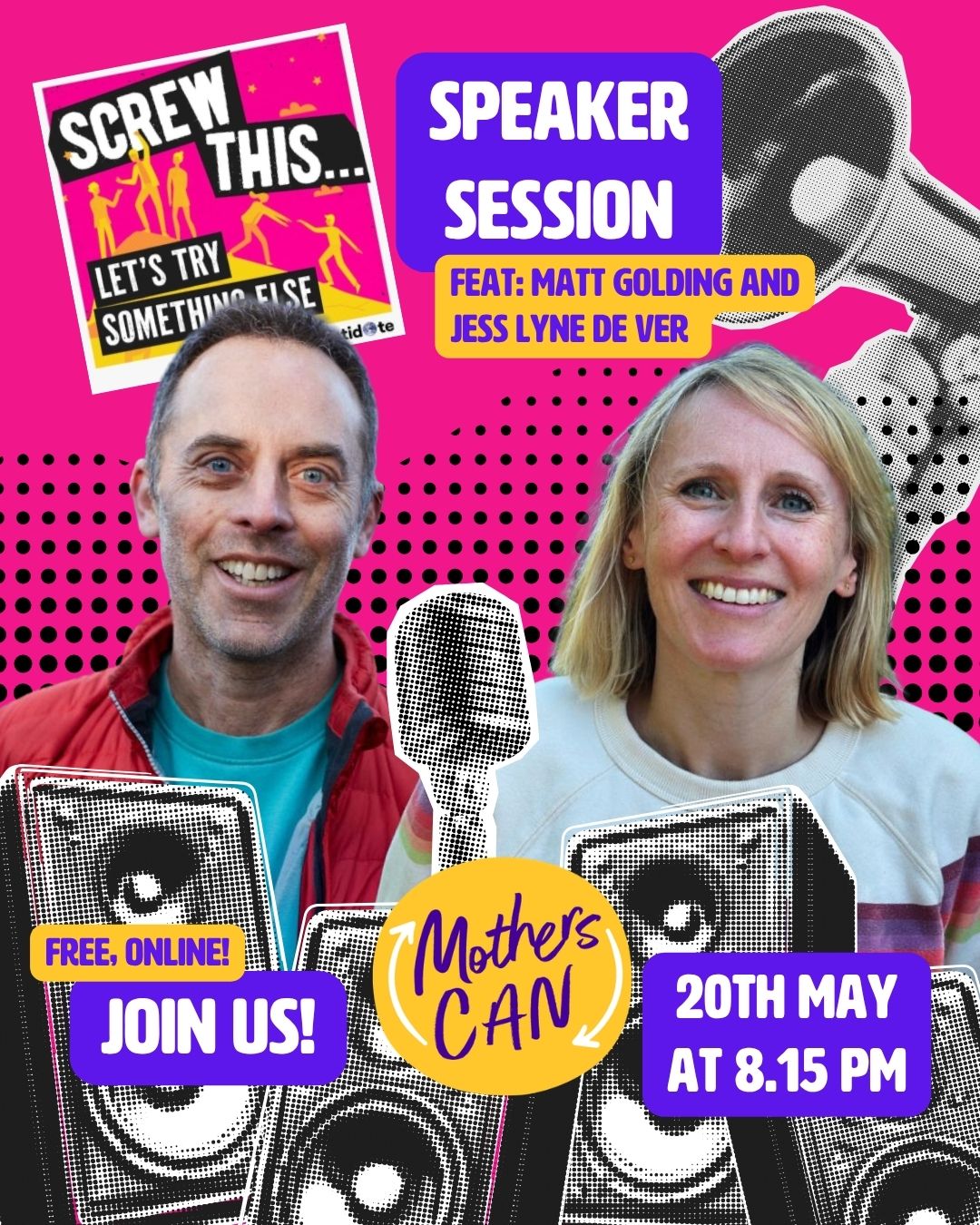 Join Mothers CAN and an incredible network of mums from across the UK, as we welcome podcast creators Matt Golding & Jess Lyne De Ver 🎙️
Their inspiring series ‘Screw this, let’s try something else’ shines a light on ordinary neighbourhoods doing extraordinary things... and honestly, it couldn’t align more with what we’re all about 💥
Come along on 20th May at 8.15pm for a relaxed online 75-minute session, hear their journey, and get inspired by what’s possible when people come together to create change.
👩👧👦 Open to everyone — mums, dads, and anyone curious!
💬 Real stories, real impact, real inspiration!
Ready to feel fired up? Join us @motherscan link in bio. 🔗
#MothersCAN #CommunityChange #Inspiration #PodcastLife #UKMums #antidotelive
