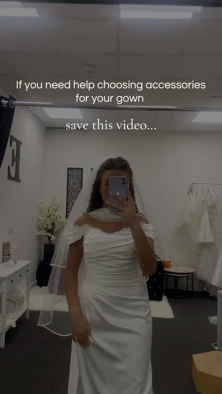 Here at EYB we don’t just find you the dress of your dreams and leave you to do the rest, we want to help you bring the full look together. Our bridal stylist know how to complete every look! Whether it’s adding a neck scarf, Tiara, Veil or more WE HAVE GOT YOU!
Watch as we accessorise this beautiful timeless satin gown made by MoriLee how stunning.
Let us know what your personal favourite accessory is!
I don’t think you can go wrong with a veil 👀✨💍🥂
#bespoke #weddingdress #bride #engagedlife