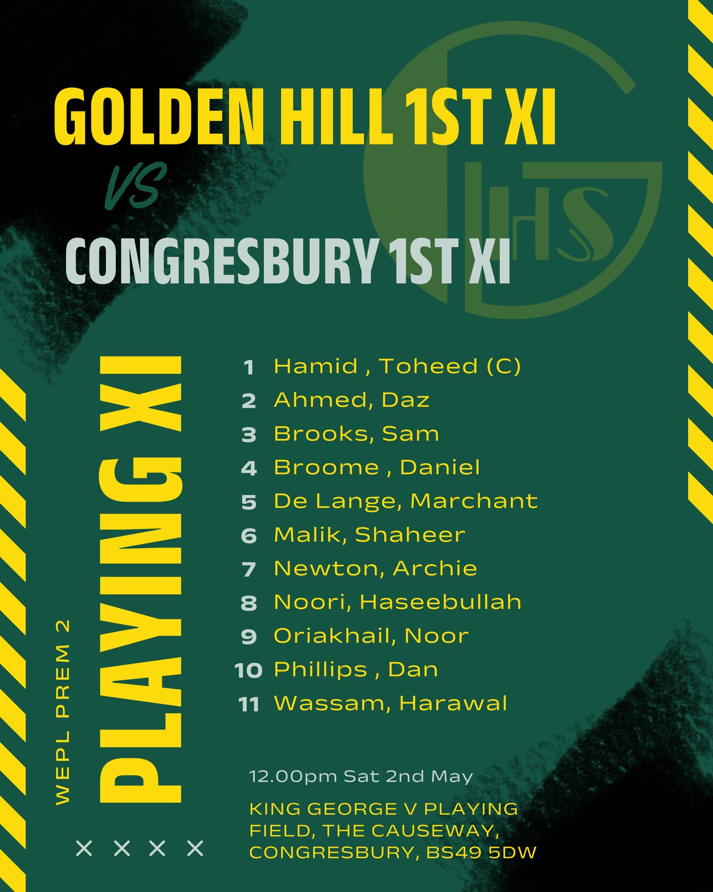 Saturday Team sheets, go well to all playing today! 🏏