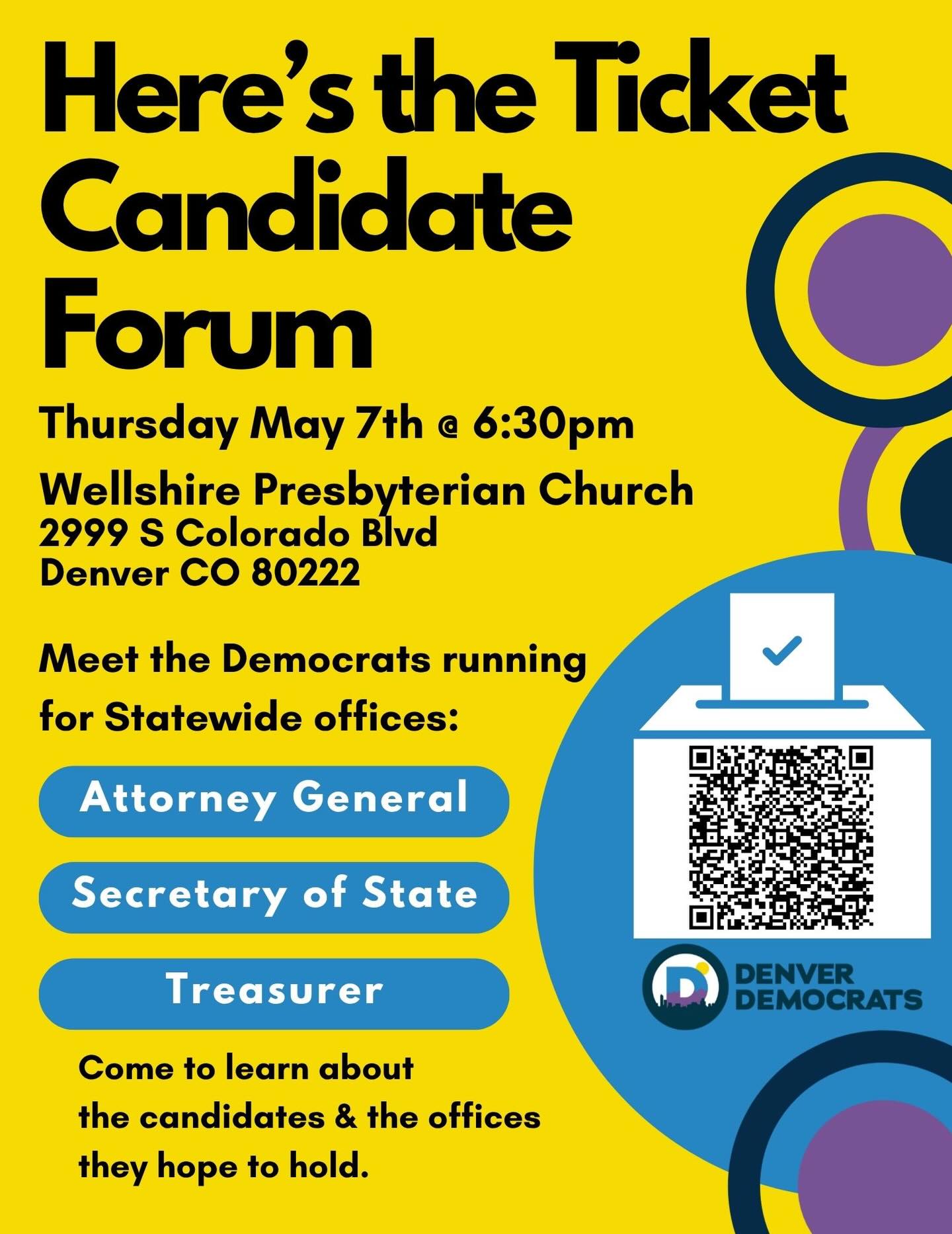Don’t miss the Final Here’s the Ticket Forum! Happening this Thursday! An incredible opportunity to hear from the statewide candidates! Bring a friend and see you there!