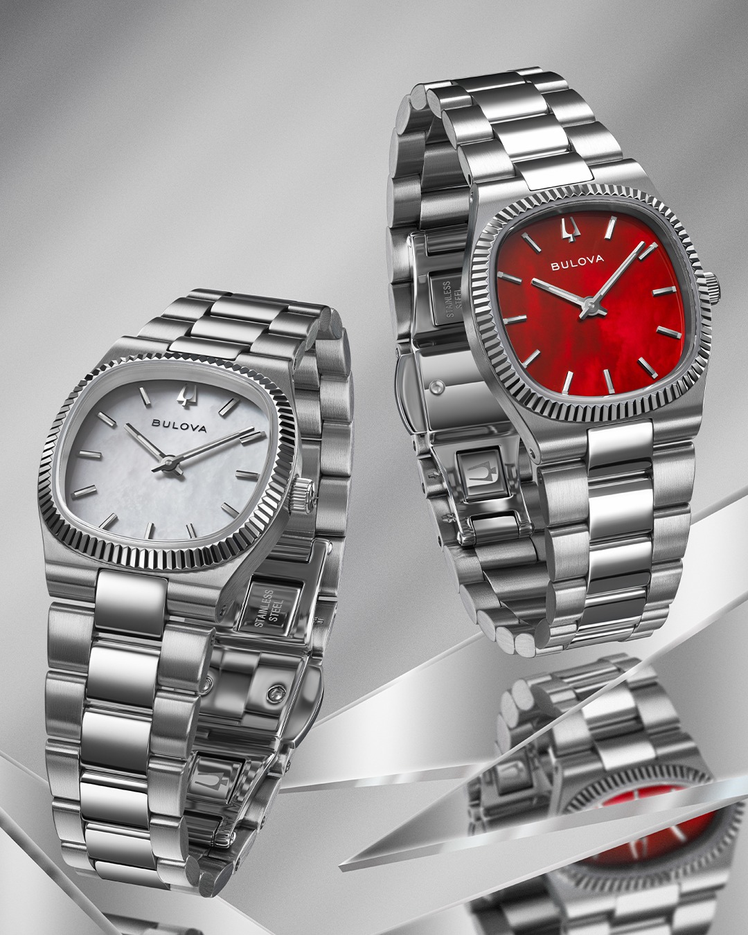 Drawing inspiration from the incredible Bulova Super Seville of the 1970s, the Super Seville Mini delivers classic aesthetics for timeless appeal.
With versatility for every wardrobe, the 25mm stainless steel case impresses with a seamless silhouette transitioning into the matching integrated 3-link stainless steel bracelet which features a push-button deployant clasp.
Contact us to learn more.
Models 96L353, 96L354
#Bulova