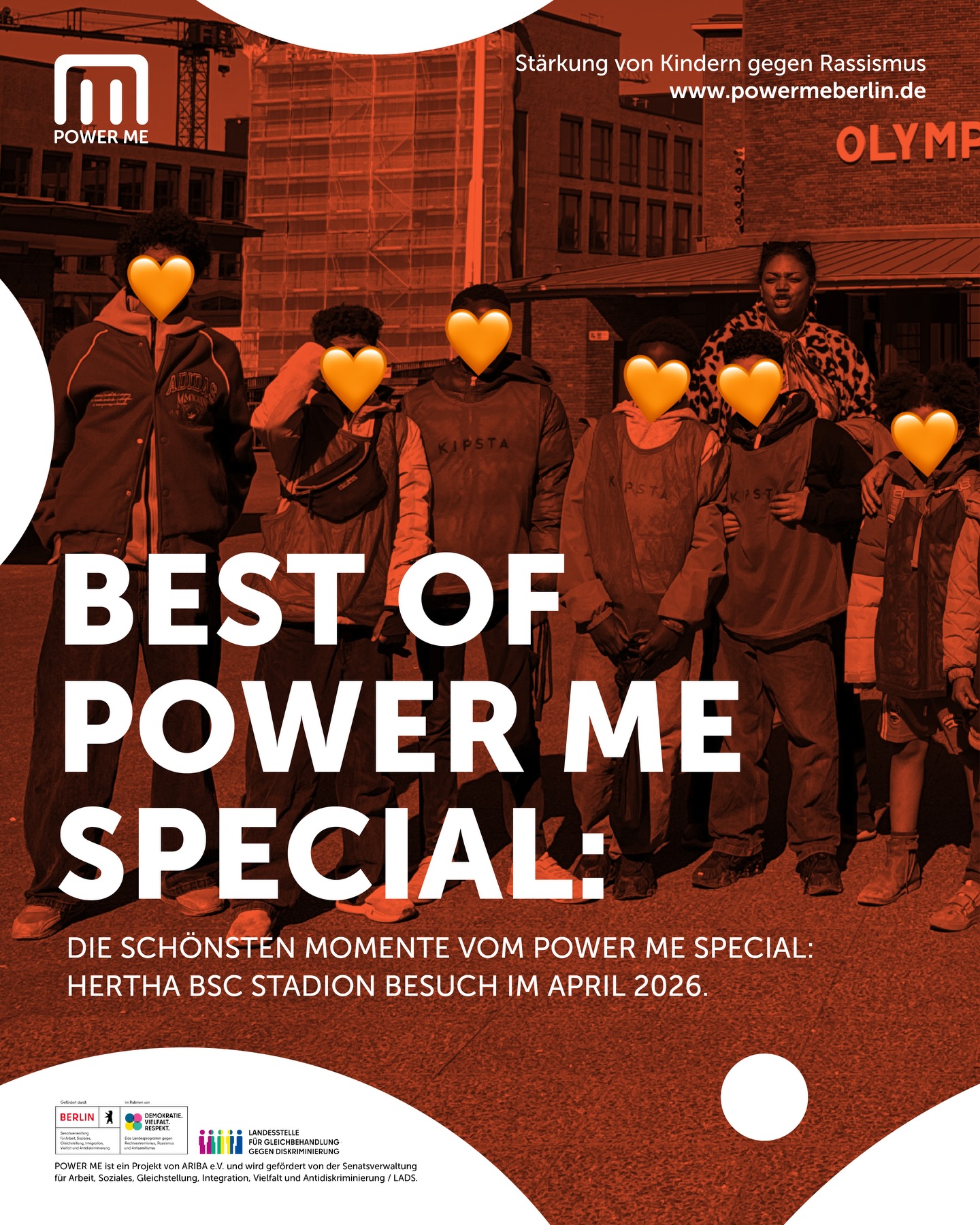 BEST OF POWER ME SPECIAL: HERRHA BSC STADION BESUCH!!!
🧡☀️🏆⚽️
Die schönsten Momente vom POWER ME SPECIAL: HERRHA BSC. Vielen, vielen Dank, dass ihr alle dabei wart. Wir freuen uns aufs nächste Mal!
-
POWER ME ist ein Projekt von Ariba e.V. und wird gefördert von derSenatsverwaltung für Arbeit, Soziales, Gleichstellung, Integration, Vielfalt und Antidiskriminierung / LADS Berlin.
-
#powerme #powermeberlin #herthabsc