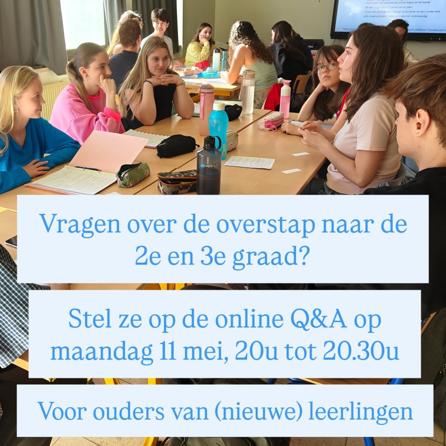 Benieuwd naar de 2e en/of 3e graad op het Einstein Atheneum? Kom met al je concrete (of eerder vage) vragen naar het vraag-en-antwoordmoment op maandag 11 mei, van 20u tot ... alle vragen beantwoord zijn. De sessie is vooral bedoeld voor ouders maar uiteraard zijn (nieuwe) leerlingen met vragen ook welkom.
Je vindt de link naar de online meeting in bio.