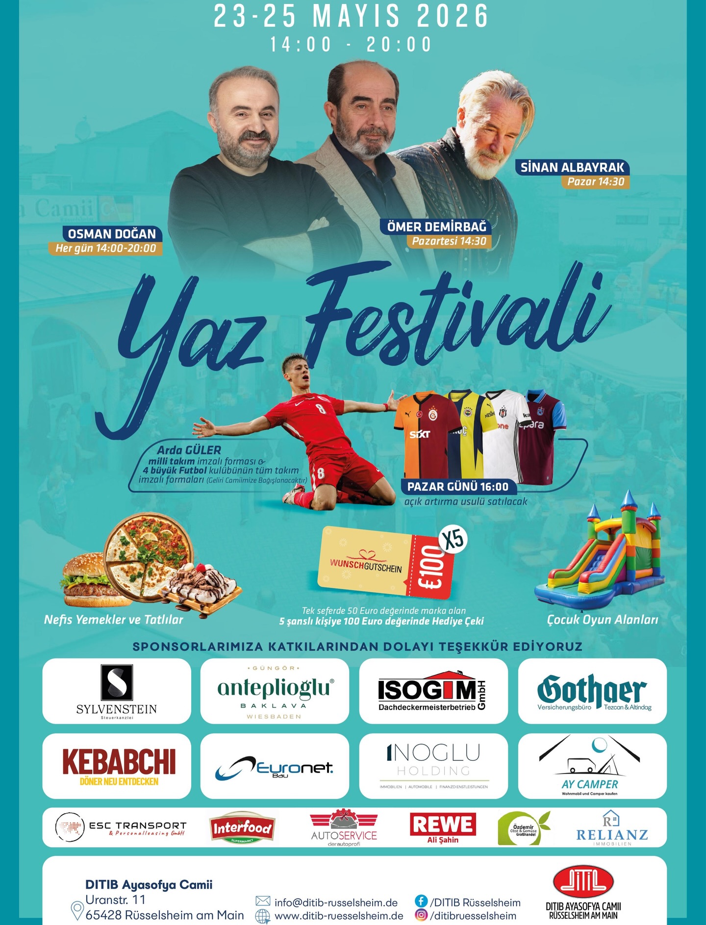 Bu yazın en keyifli etkinliğini kaçırma! 😍
Değerli konuşmacılar, birbirinden lezzetli yiyecekler, çocuklara özel eğlenceli aktiviteler, rengarenk stantlar ve sürprizler seni bekliyor... 🎉
Üstelik giriş tamamen ücretsiz!
#ditib #yazşenliği #festival #rüsselsheim #like