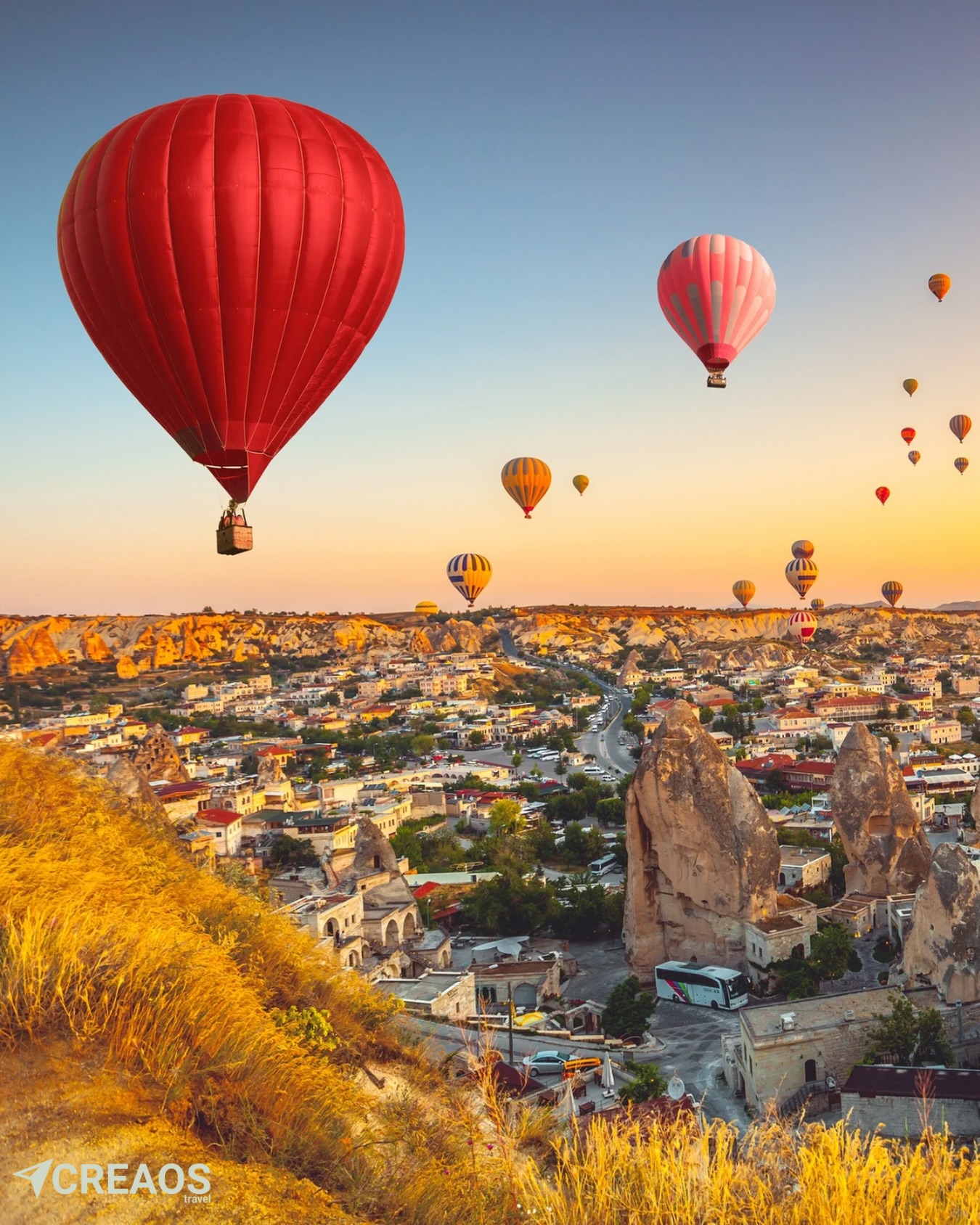 Drift into a dream in Cappadocia where fairy chimneys rise with the sun and hot air balloons paint the sky. ✨Join us for an unforgettable journey through magical valleys, ancient caves, and breathtaking views.Ready to explore? Let’s discover Cappadocia together. 🎈#creaostravel #cappadoccia #viptour #travelling #explorar