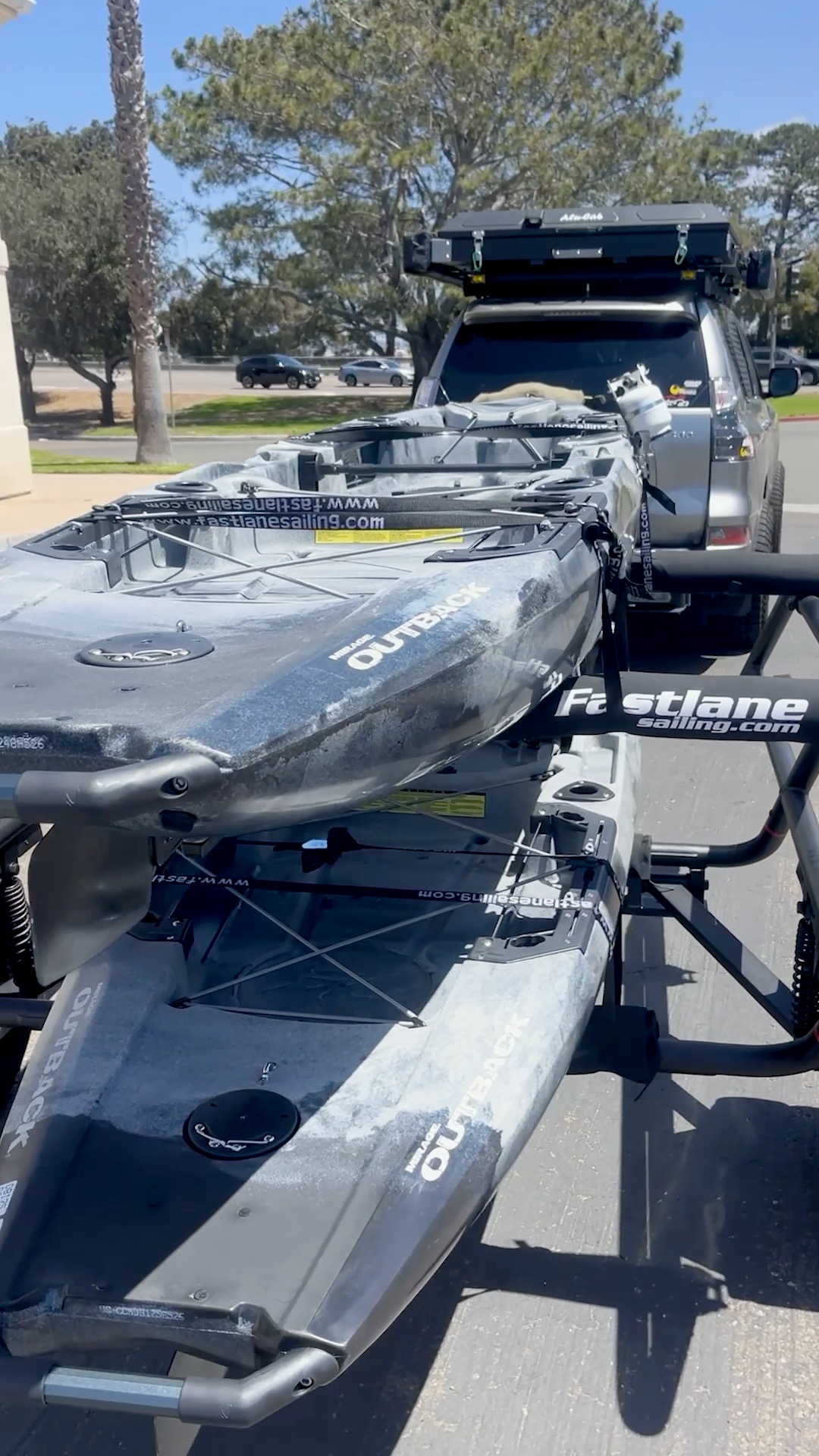 The Yakima Easy Rider Trailer is one of the best ways to transport two or more rigged fishing kayaks easily!
The Easy Rider has the ability to add a storage box on the top crossbars of the trailer. We’ve had tons of customers add a storage box so they have a complete grab and go kayak fishing setup.
Come by Fast Lane kayaking to check out kayak transportation solutions today!