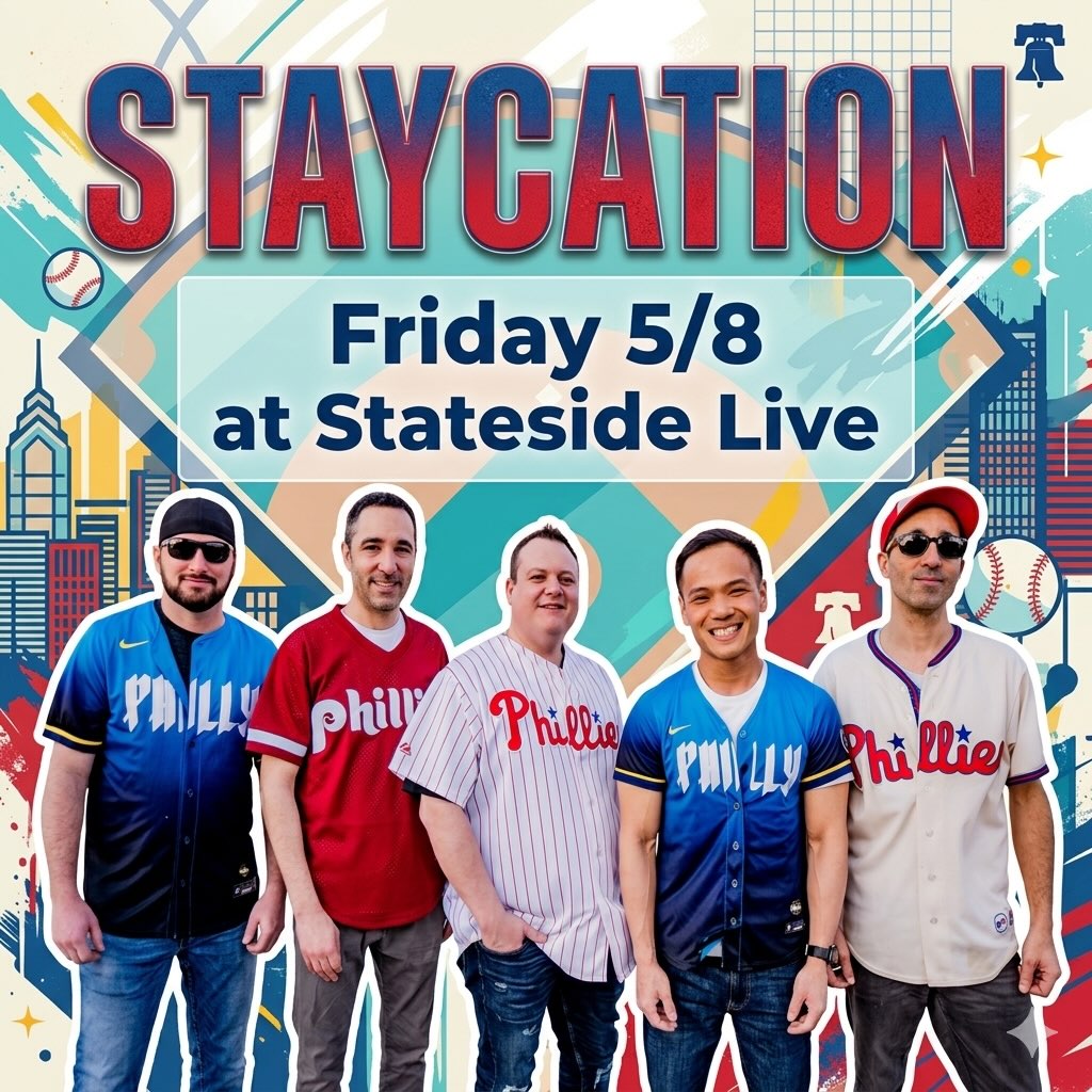 Catch us taking the stage at @statesideliveofficial in Miller Time Beer Hall this Friday, 5/8. We’re bringing the energy, you bring the crew. Let’s make it a night to remember! LETS GO @phillies LETS GO @sixers and we’ll see you for the after party!! ⚾️🏀🎸🎤🥁🎹
#phillies #76ers #stateside #staycation