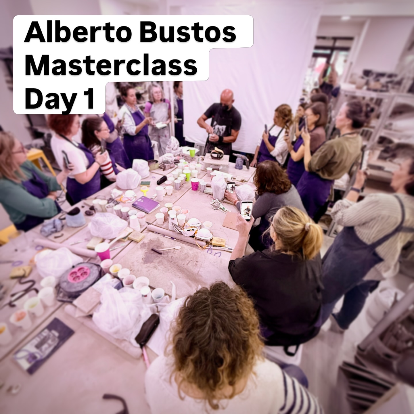 Premier jour de la masterclass filaments et textures avec Alberto Bustos.