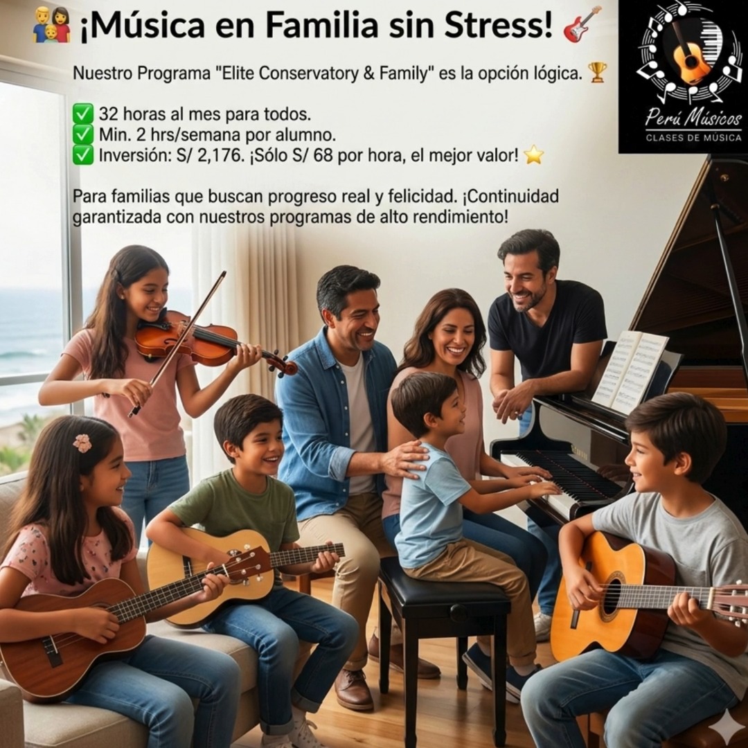 🥰La excelencia no es un acto, es un hábito. Bienvenidos al máximo nivel de Perú Músicos. 🏛️✨
❤Hay familias que no solo buscan una clase, sino una inmersión total en la cultura y la disciplina que solo la música de alto rendimiento puede ofrecer. Presentamos el Elite Conservatory & Family, nuestro programa premium diseñado para hogares donde el arte es una prioridad.
Este es nuestro plan más robusto, creado para alumnos con metas de conservatorio o familias numerosas que desean integrar la música en su estilo de vida diario con la mayor eficiencia posible.
¿Por qué el nivel Elite es la elección definitiva?
Máxima Intensidad: 32 horas de formación al mes para un desarrollo técnico y artístico sin precedentes.
✅ Flexibilidad Familiar: Diseñado para que varios miembros del hogar avancen simultáneamente, con un mínimo de 2 horas semanales por alumno.
✅ La Inversión más Inteligente: Al ser nuestro programa ancla, accedes a la tarifa más competitiva de toda nuestra escalera de valor: solo S/ 68 por hora.
✅ Resultados de Alto Impacto: Ideal para quienes buscan una formación integral que trascienda el instrumento y forje líderes.
Es el camino para quienes entienden que la estabilidad y la constancia son los verdaderos secretos del éxito artístico.
📍 Servicio exclusivo a domicilio en Lima y proyección Online al mundo.
"En este nivel, no pagas por horas de instrucción, sino por un sistema diseñado para que tus hijos desarrollen disciplina y sensibilidad artística desde casa."
💬 Solo para quienes buscan la cima. Comenta la palabra "ELITE" para una consultoría personalizada sobre este programa de alto rendimiento. 🚀
www.perumusicos.com
Reserva tus clases al Whatsapp https://wa.me/51922168421 y https://wa.me/51984150584
#PeruMusicos #EliteConservatory #LiderazgoMusical #AltoRendimiento #MusicaDePrestigio #FamiliaElite #ConservatorioEnCasa #PianoPremium #DisciplinaYExito #InversionArtistica #LimaCultura #PNLEducativo #ExcelenciaMusical