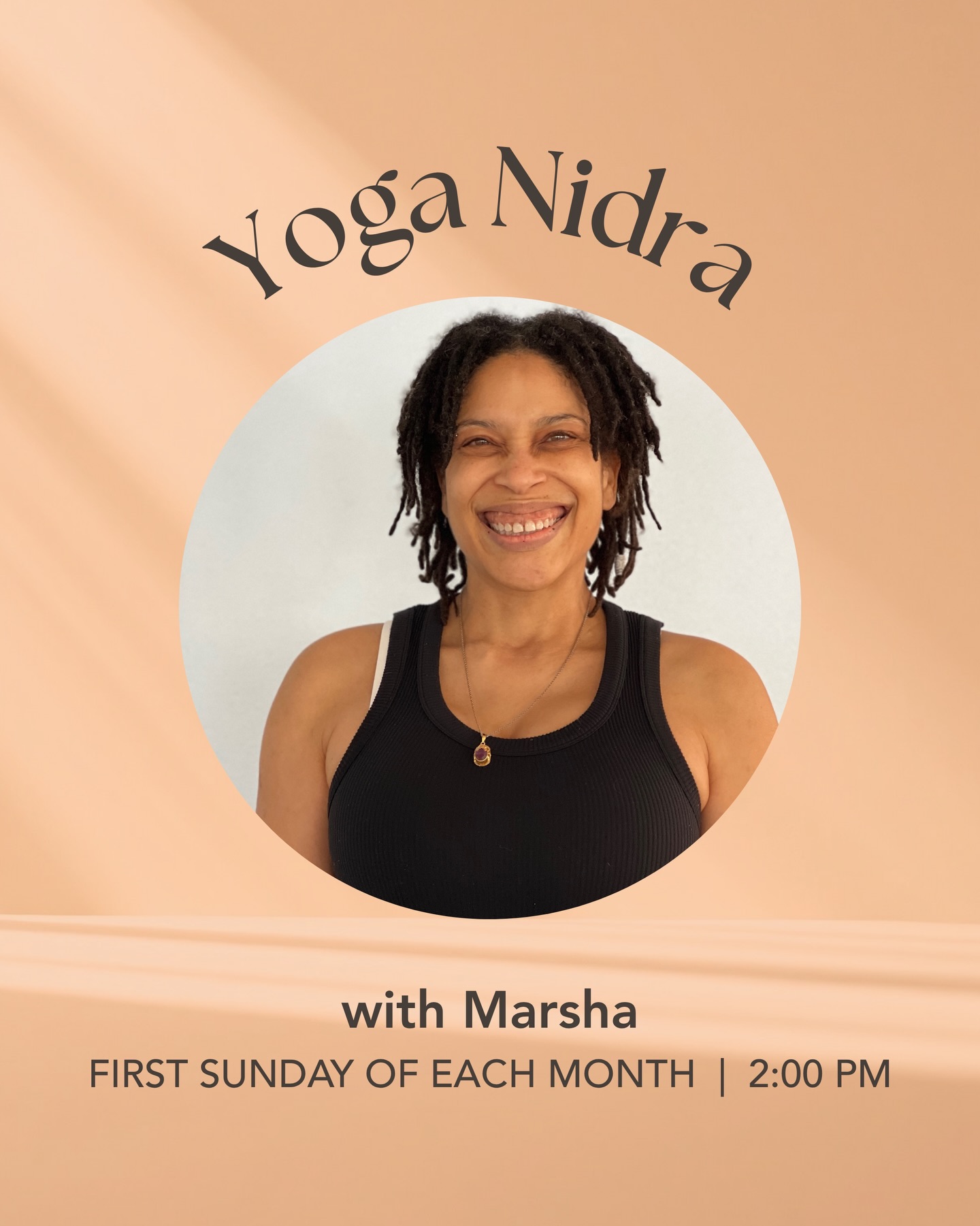 No Sunday scaries if you’re taking Marsha’s Yoga Nidra at 2:00 pm! Sign up now for Sunday afternoon yoga 🧘🏾♀️😌