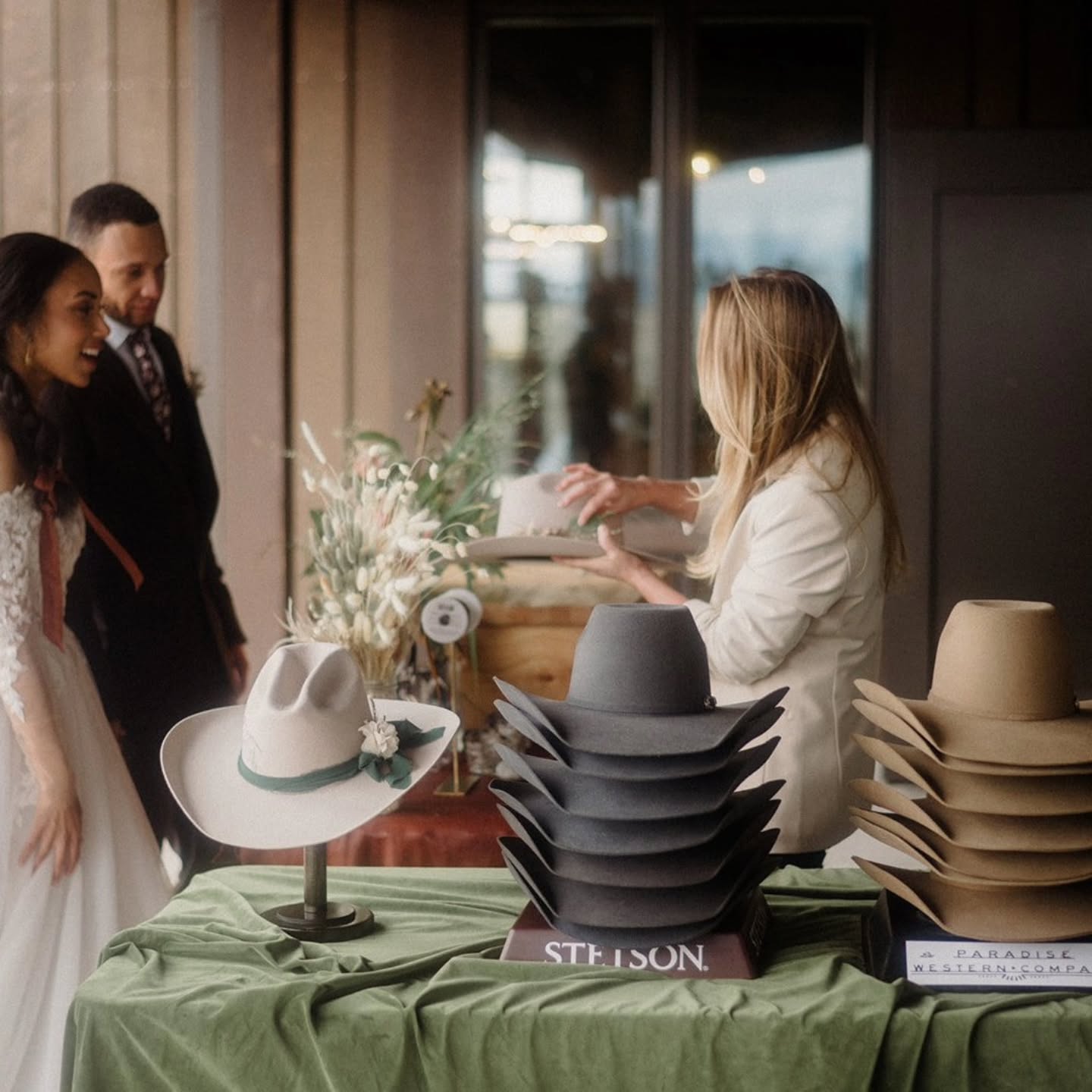 With @paradisewesterncompany Honored to be part of this beautiful collaboration featured by Rocky Mountain Bride💐 ✨
Set against the backdrop of Sage Lodge—where Montana’s rugged beauty meets refined luxury. This earthy western editorial brought together an incredible group of creatives.
We were proud to bring our hat bar experience to the day, adding a custom western touch to an already unforgettable setting.
Take a look at the full feature below ✨
https://www.rockymountainbride.com/dailyblog/an-earthy-western-editorial-at-sage-lodge-in-montana
Vendors Featured:
@rockymountainbride @sagelodge @wildmontanawedding @paradisewesterncompany @eventsbykillian @montanapartyrentals @bbjlatavola @agilegoatflowerfarm @montanapaperco @bridalhairbyvictoria @beautybym_ @rockin.hk.outfitters @model.couple.montana @after5bridal_gentlemenjacks @monicaloretti_official @generationtux @alarajewelry @alexmonroejewellery @erikakwinters @tapbytoddpownell @stradleydavidson @englishpewtercompany
#RockyMountainBride #MontanaWeddings #WesternWedding #HatBar #ParadiseWesternCompany