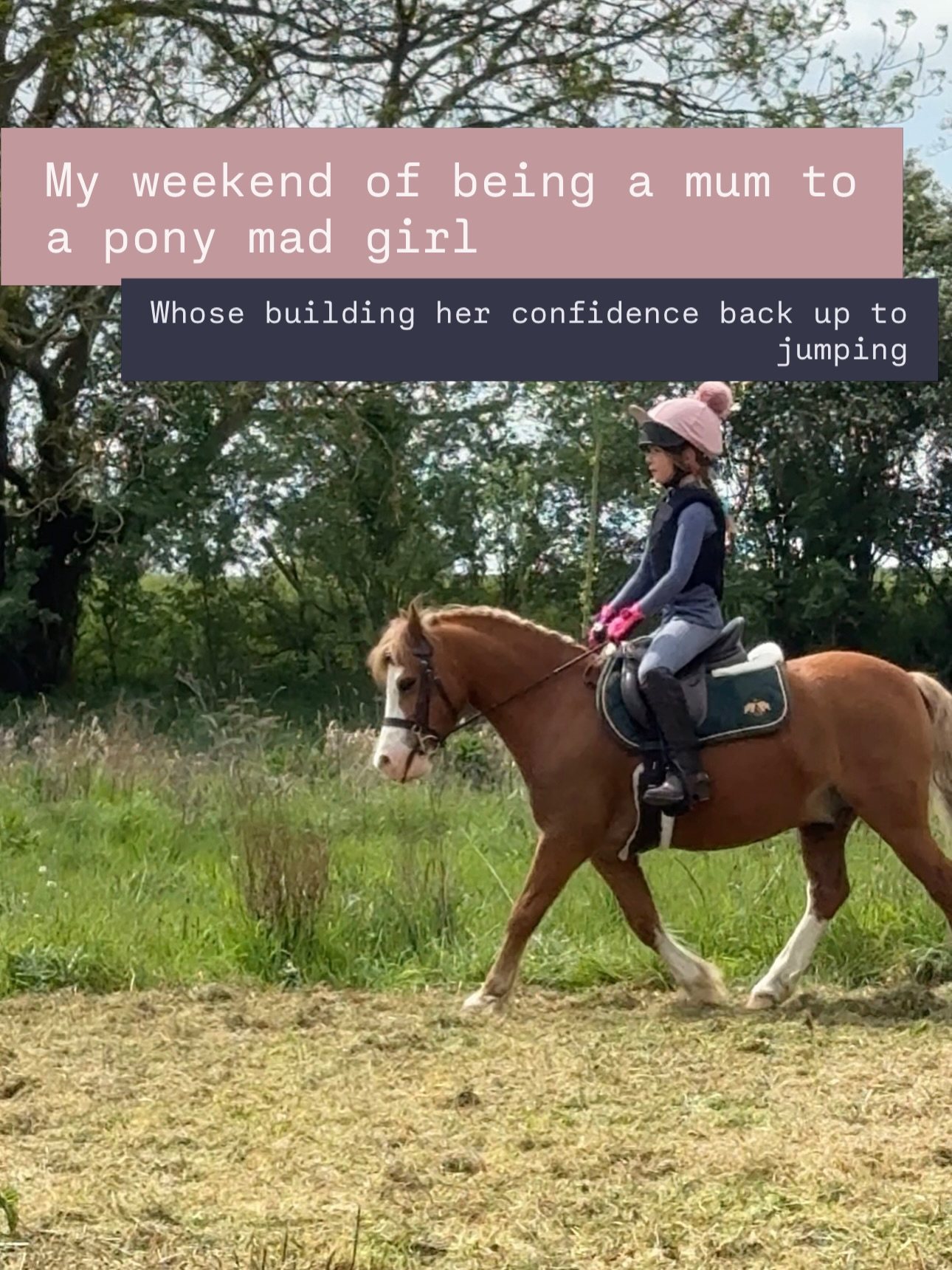 There’s been a lot of ups and downs to get to where we got this weekend. Stripping everything back to basics and building back again.
But to see her so joyful with zero worry makes it all make sense.
To get back to this we have:
Focused solely on her position, balance and flatwork in our fields and hacking
Lots of lunging, no stirrups, half seat, no reins and playing with balance on her ponies in walk and walk then in trot.
This in turn meant that her ponies haven’t been rushed, so they both feel more confident about the work too.
We will continue to come back to these basics regularly, as she grows her balance will go from time to time, but we can make all of this super fun whilst re-affirming those basics.
The next stage with Elsa is to get Olive totally happy with feeling balanced when she jumps without feeling the need to hold on, Elsa has a big leap for a Shetland so it’s a hard one to sit, so I’ll stay running with her until she can happily do this without holding the saddle or even the reins and feels stable enough to balance herself.
Once they are at that point then she can start to take the reins more and feel more able to jump without me there.
At this stage it’s about getting them so balanced for every eventuality rather than just hoping they’re balanced enough if it goes well and of course keeping it super fun 🤩