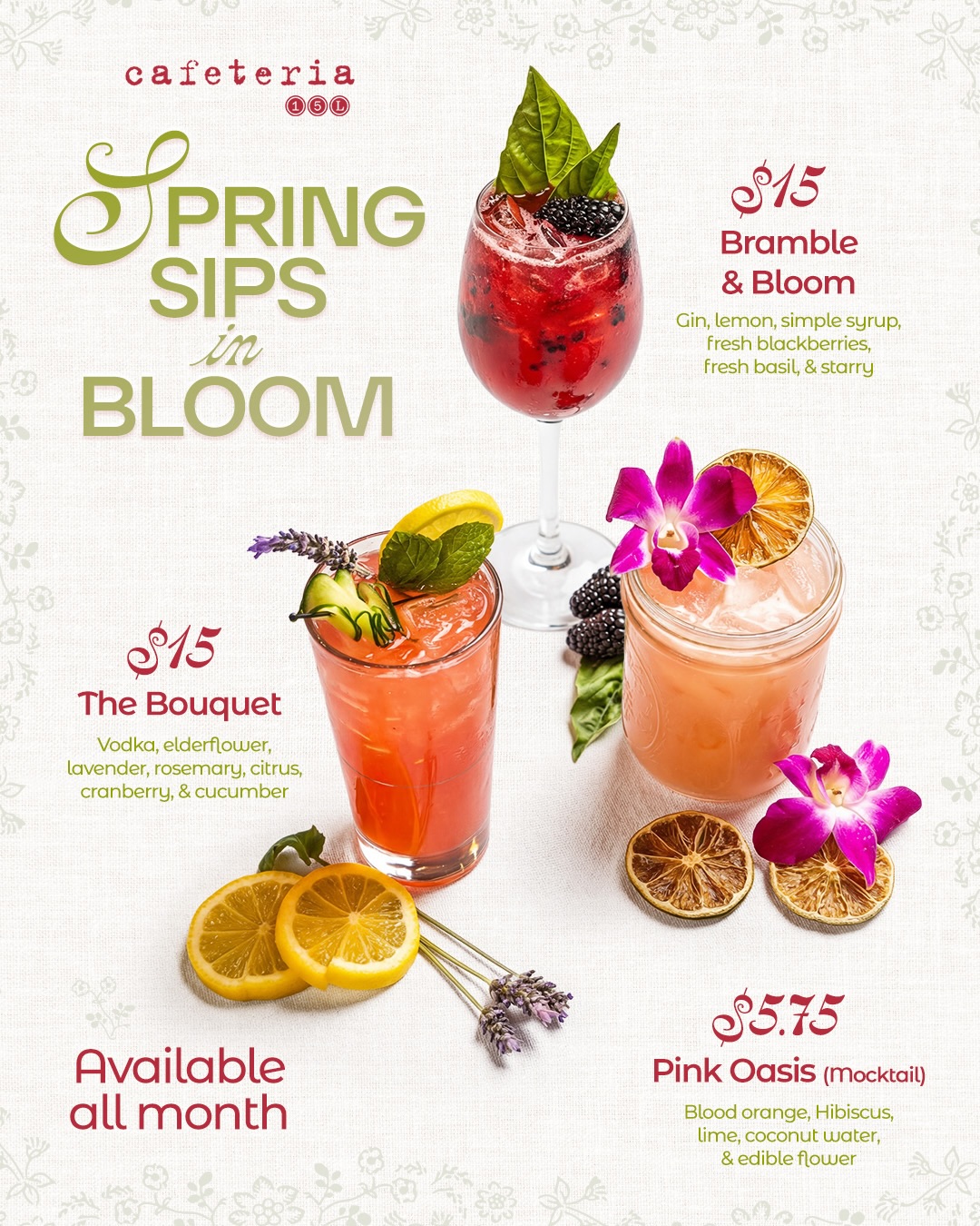 spring sips in full bloom 🌸from floral and refreshing to bold and juicy — our seasonal line....