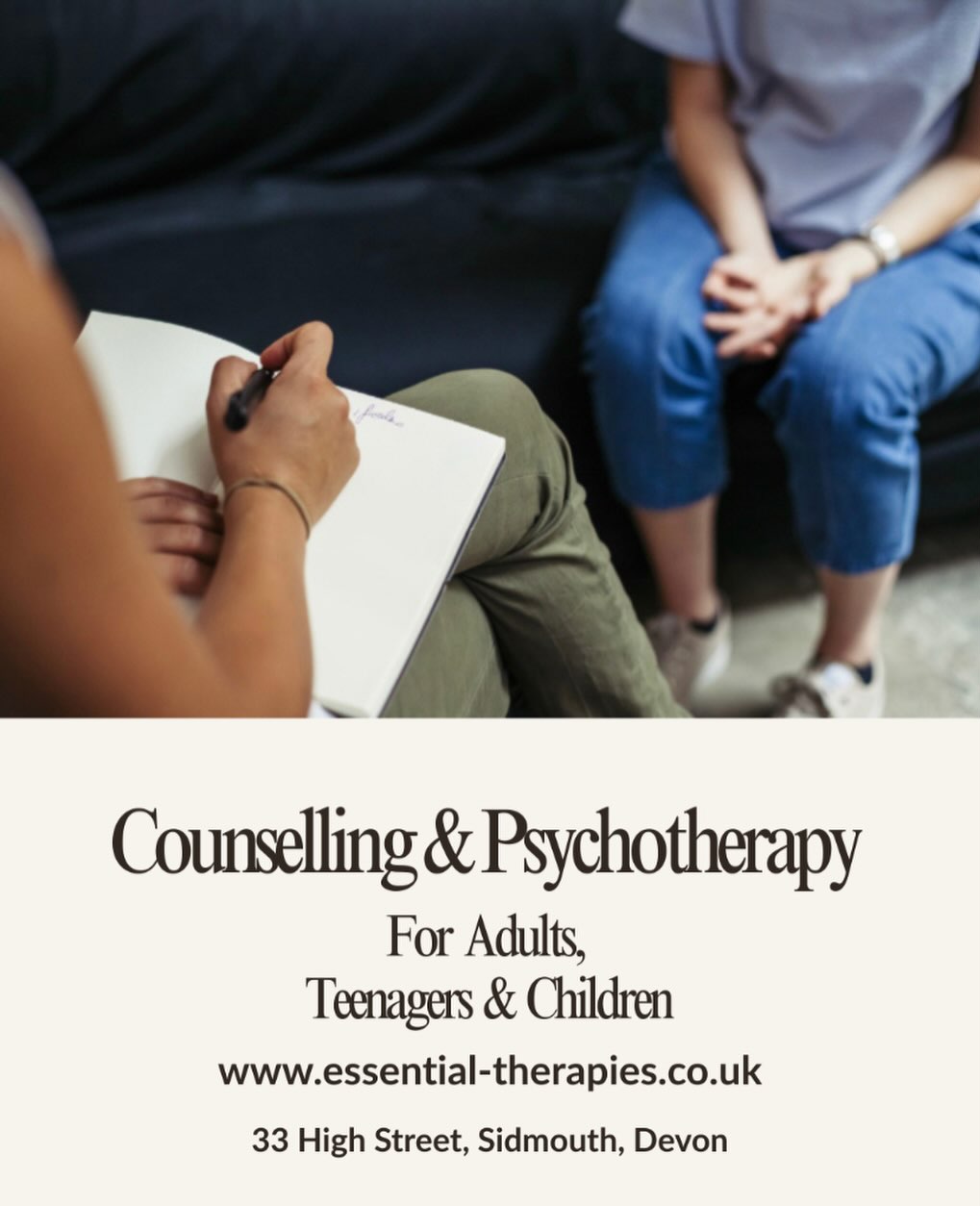 Counselling supports, guides and enables you to make sense of things and move forward with your life.
We offer a safe, supportive, confidential and dependable space in a relaxed environment, where you can work through any difficult and challenging circumstances you may be going through.
Areas where counselling & psychotherapy can help:
Coping with change or grief
Feelings of overwhelm or stress
Anxiety and depression
Trauma and abuse
Developing confidence and self-esteem
Relationships
Workplace, school or college issues
Health worries, menopausal and women’s issues
Support for parents and carers
Specialist help for children and teenagers
Talking to a qualified counsellor can be the help you need to bring about lasting change, leading to a better quality of life.
All of our counsellors offer a free 15 minute initial phone call where you can have an informal chat before committing to an appointment.
Head to our website and check out the practitioners page to find out more.
Essential Therapies
33 High Street
Sidmouth
Devon
#counselling #psychotherapy #devontherapy #eastdevon
