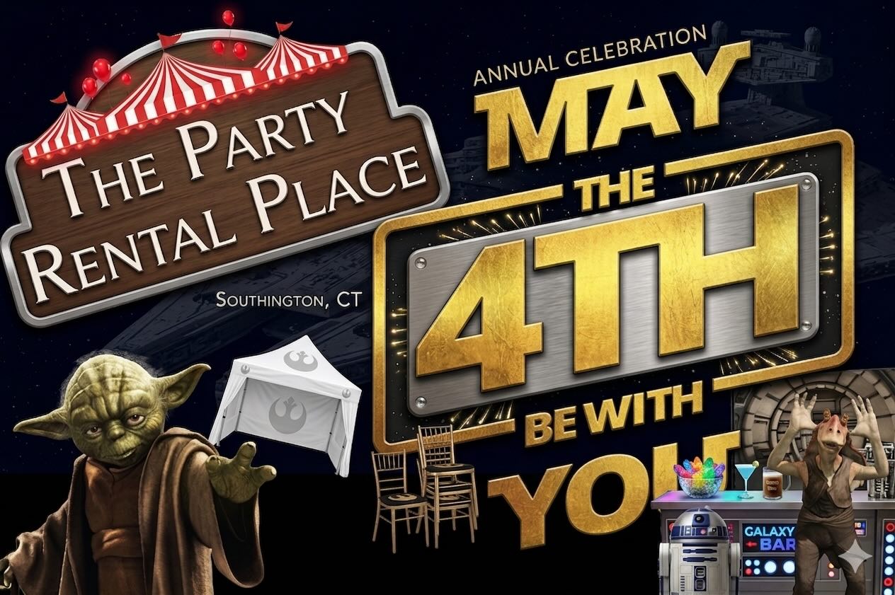 May the 4th Be With Your Next Event! 🌌✨
Whether you’re hosting a Jedi training camp or a royal gala on Naboo, The Party Rental Place has the gear to make your celebration legendary.
From the sands of Tatooine to the backyards of Southington, CT, we’ve got you covered!
Don’t let your party planning feel like a trap. Trust the masters to handle the heavy lifting:
• ⛺️ Shield Your Fleet: Our crisp white tents provide the perfect cover from the dual suns (or just the CT heat).
• 🚀 Jump into Hyperspace: Our Bounce Houses and Waterslides will have your guests feeling like they’re flying through a galaxy far, far away.
• 🥨 Galactic Concessions: Keep those hungry Wookiees and Ewoks happy with our snack machines.
• 💃 The Cantina Dance Floor: Whether it’s a droid-friendly disco or a wedding, our Dance Floors and Lighting set the perfect mood.
“Pleased, your guests will be.” — Master Yoda 🧙♂️
Ready to launch?
Visit us at www.thepartyrentalplace.com to browse our full inventory or call/text 860-95-PARTY for a customized quote today!
#MayThe4thBeWithYou #StarWarsDay #SouthingtonCT #PartyRentals #ThePartyRentalPlace EventPlanning JediParty