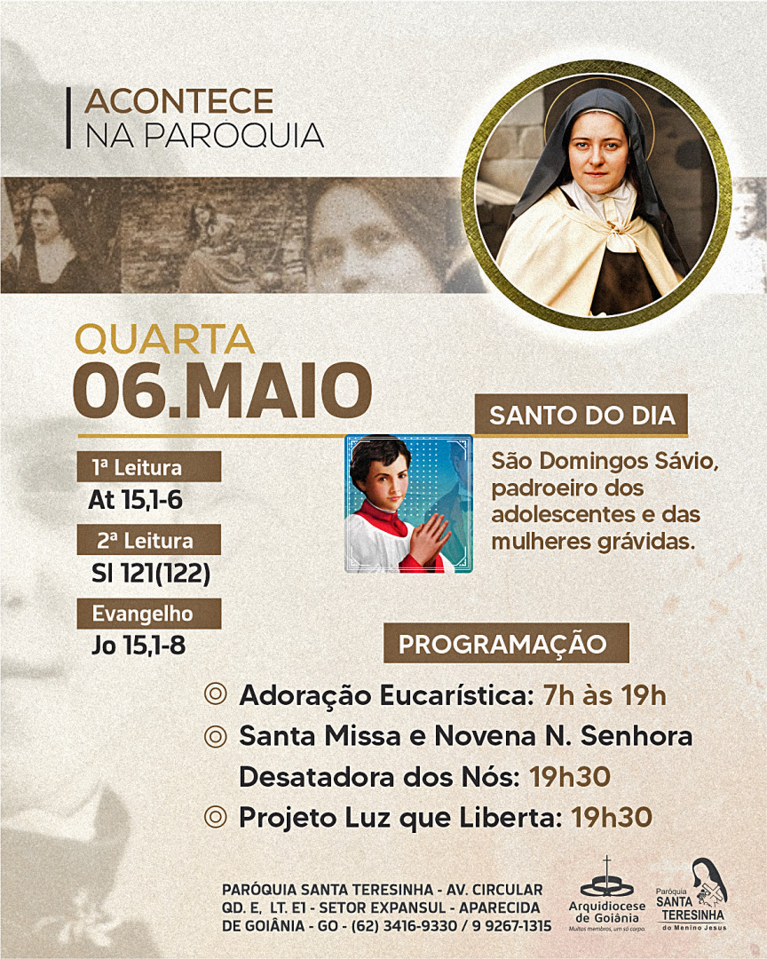 programação do dia-06/05