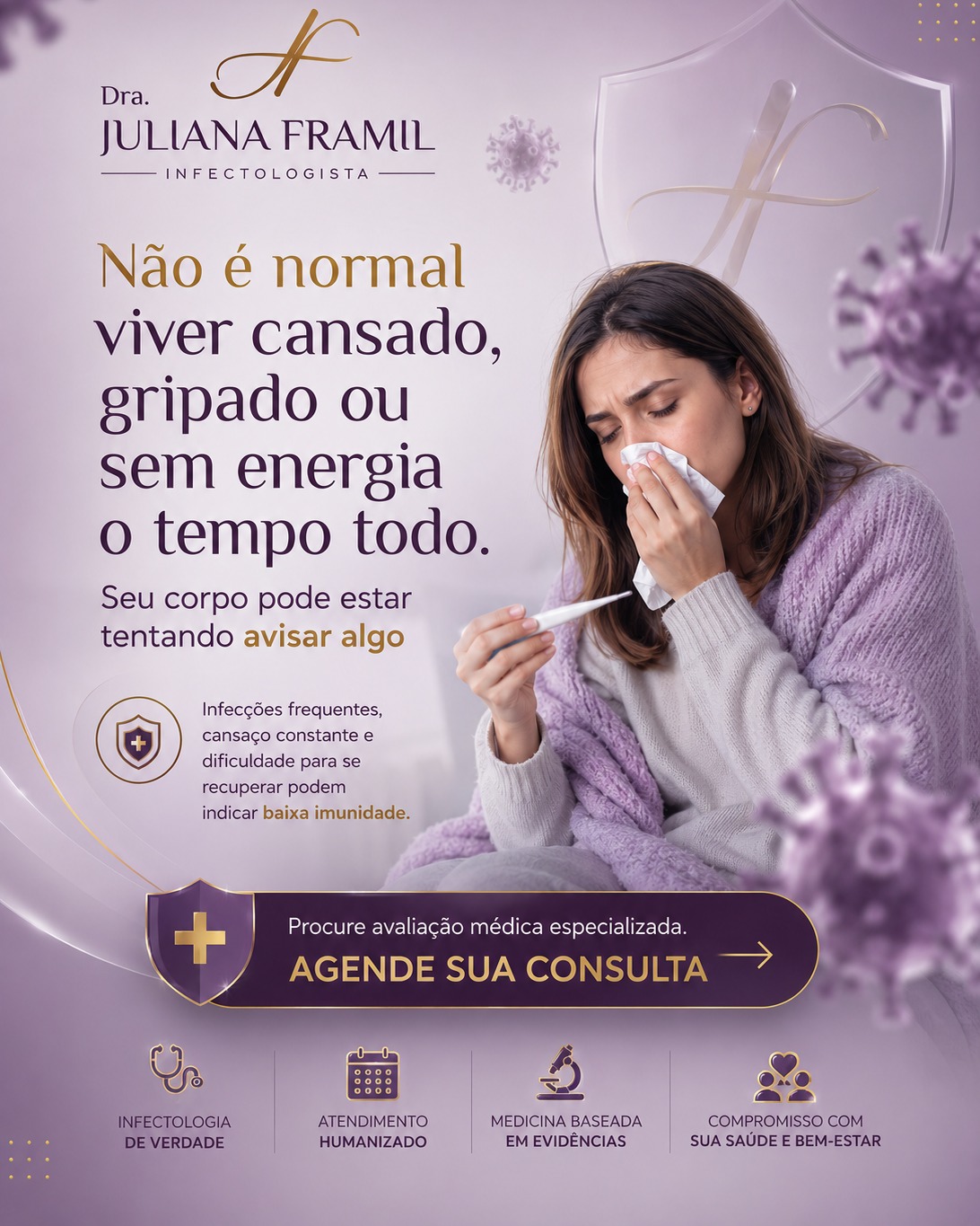 🚨 Infecções que voltam com frequência não são “normais” — são um sinal do corpo pedindo atenção🚨
Se você tem episódios repetidos de infecção (urinária, vaginal, respiratória, de pele…), em curto intervalo de tempo ou com sintomas mais intensos, é hora de 🔍 procurar avaliação médica.
➡️ Quando acender o alerta:
• 2 ou mais episódios em poucos meses • Sintomas que não melhoram totalmente
• Uso frequente de antibióticos
• Perda de peso inexplicado;
• Prejuízo na sua rotina.
Investigar a causa é essencial para tratar de forma adequada e evitar complicações.
Não normalize o desconforto — cuide da sua saúde com atenção e orientação profissional. 💙
#Saúde #Prevenção #InfecçãoDeRepetição #CuideDeVocê #MedicinaPreventiva