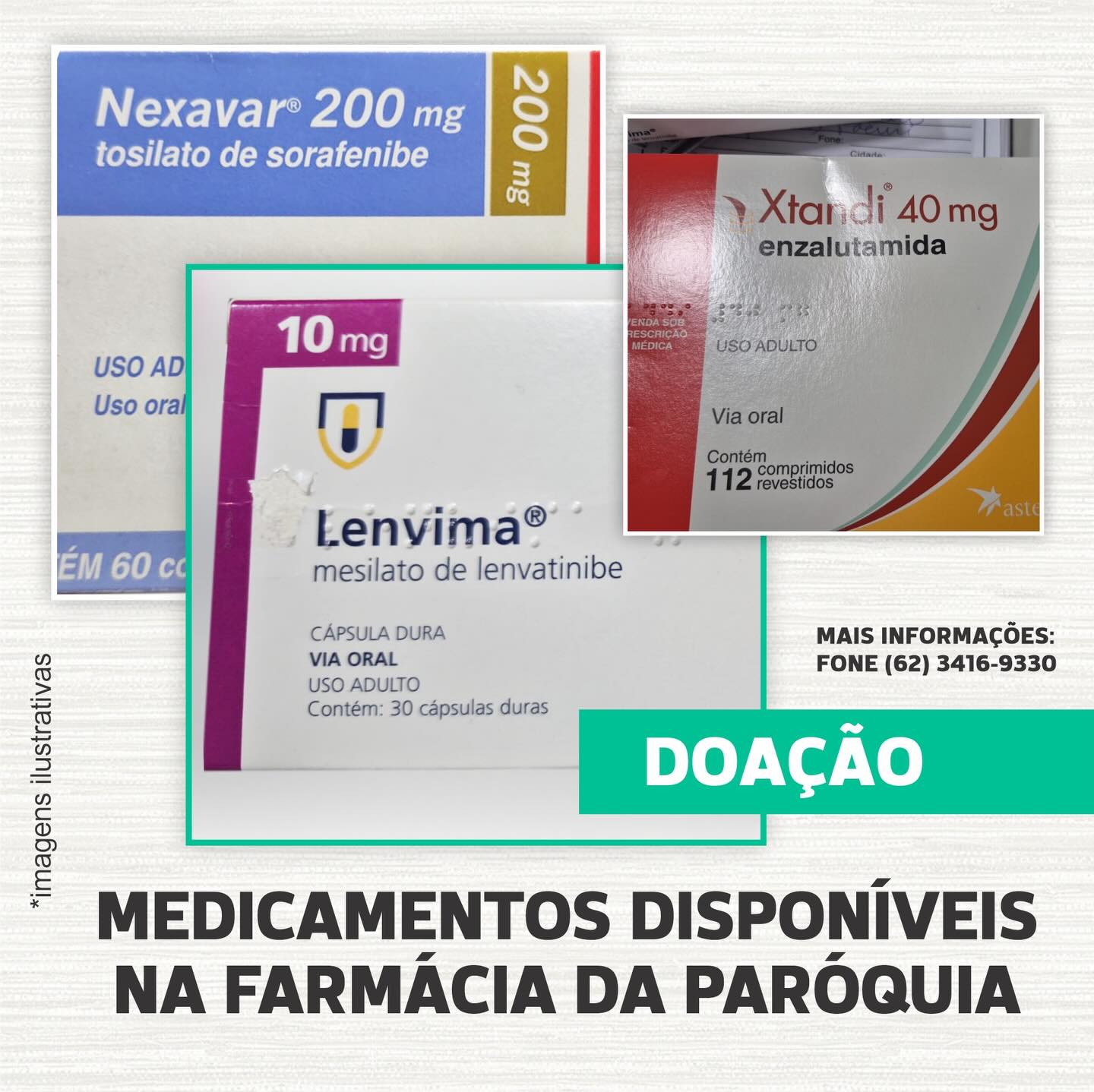 Cuidar da vida também é um ato de amor. 💛
Nexavar, Lenvima e Xtandi são medicamentos de alto custo utilizados no tratamento do câncer e podem ser doados mediante apresentação de receita ou laudo médico.
Se você conhece alguém que precisa ou pode ajudar, compartilhe essa informação. Juntos, podemos levar esperança a quem enfrenta essa batalha. 🙏