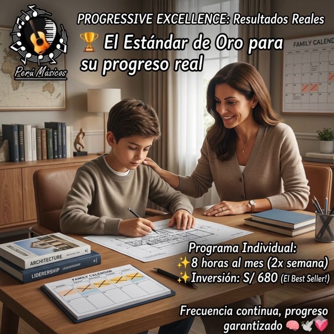 ¿Quieres resultados reales? Dale a tu hijo el "Estándar de Oro" en su formación musical. 🏆
Sabemos que como padre, buscas más que una simple actividad extraescolar; buscas una transformación real. El programa Progressive Excellence de PeruMusicos es nuestra opción más solicitada porque garantiza que el aprendizaje se convierta en una habilidad para toda la vida. 🎹✨
¿Por qué es nuestro Best Seller?
La clave está en la constancia. Al entrenar 2 veces por semana, eliminamos la curva del olvido. Tu hijo no solo repite lecciones, sino que construye técnica, disciplina y confianza de forma acelerada.
Lo que obtienes con Progressive Excellence:
✅ Frecuencia Ganadora: 8 horas al mes (2 sesiones semanales) para un progreso sin pausas.
✅ Resultados Visibles: La metodología ideal para ver avances reales en tiempo récord.
✅ Inversión Inteligente: Accedes a una tarifa preferencial por hora, optimizando tu inversión en el futuro de tu pequeño.
Es la opción lógica para quienes han decidido que el talento de sus hijos merece el mejor camino hacia la excelencia.
📍 Clases a domicilio en Lima | 💻 Online para todo el mundo.
"En este nivel, no pagas por horas de instrucción, sino por un sistema diseñado para que tu hijo desarrolle disciplina y sensibilidad artística desde casa."
💬 ¡Lleva su talento al siguiente nivel! Escribe la palabra "PROGRESO" al DM o al WhatsApp y asegura su vacante en nuestro programa estrella. 🚀
www.perumusicos.com
Reserva tus clases al Whatsapp https://wa.me/51922168421 y https://wa.me/51984150584 ¡Esperamos verte pronto!
#PeruMusicos #ProgressiveExcellence #TalentoReal #ClasesDeMusica #PianoADomicilio #DisciplinaInfantil #ExitoEscolar #MusicaLima #MetodologiaPNL #BestSellerEducativo #HijosEmprendedores #ArteYDisciplina #ClasesOnline