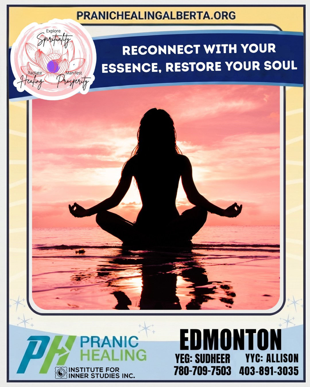 The beauty of Pranic Healing meditation is in its simplicity and its power. #PowerWithin #PranicPractice #CalmEnergy
#PranicHealing is a simple & comprehensive system of natural healing techniques that accelerate the body’s natural healing process.
• #SpiritualHealing
• #RadiateHealing
• #ManifestProsperity
• #MeditationHealing
🌐www.pranichealingalberta.org
📱#YEG: Sudheer 780-709-7503
📱#YYC: Allison 403-891-3035
#EnergyHealing #ChakraHealing #InnerPeace #HolisticWellness#EnergyClearing #HealingFromWithin