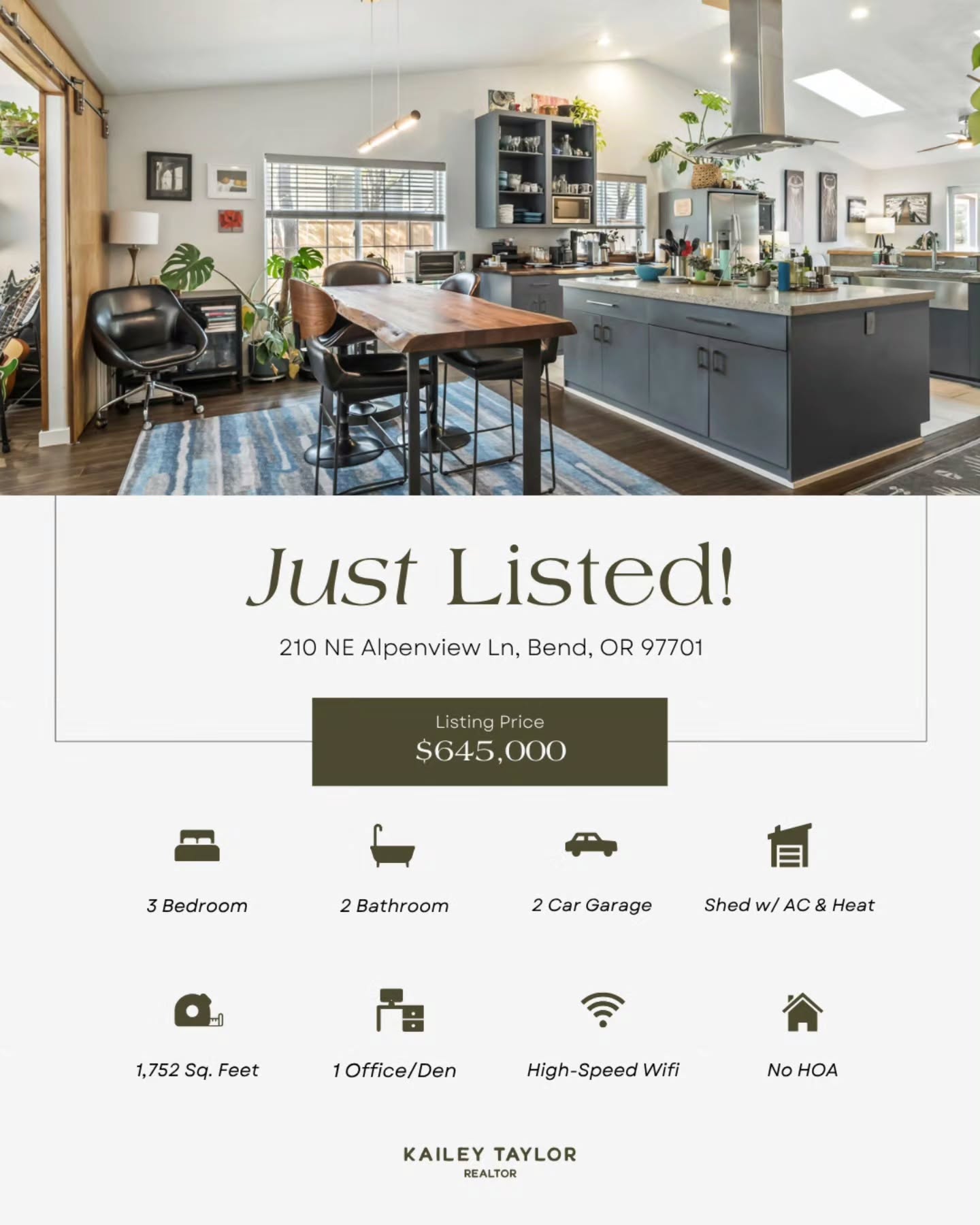 ✨ Just Listed in Bend, OR ✨
📍 210 NE Alpenview Ln | $645,000
🛏 3+ Beds | 🛁 2 Baths | 📐 1,752 Sqft | 🏡 .14 Acre
Single-level living in midtown Bend with an open, light-filled layout that actually works for real life. Vaulted ceilings, skylights, and a floor plan that flows.
Enjoy:
✔️ Open kitchen with concrete counters, two sinks & pantry
✔️ Vaulted ceilings and skylights throughout
✔️ Versatile den with sliding doors
✔️ Detached shed with heat, AC, and power — a legit work-from-home setup
✔️ Large deck for outdoor living
✔️ Hot tub hookup in the lower yard
✔️ Fenced yard with room to breathe
✔️ Double garage and RV parking
✔️ No HOA
✔️ Close to Pilot Butte and Larkspur Trail
📩 DM me for details or check the link in my bio.
.
.
.
#livelifeinbend #realtorkailey #bendoregon #bendrealestate #centraloregonrealestate