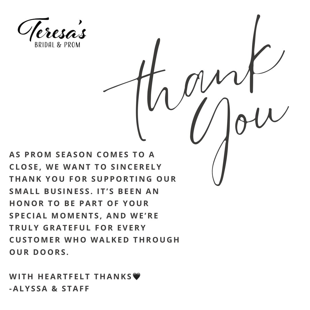 And that’s a wrap on prom 2026🖤 I am absolutely blown away over the amazing customers we had this prom season!! From the minute you step in our doors we strive to give you nothing but the best experience from start to finish! 🫶🏼 THANK YOU. THANK YOU. THANK YOU.✨✨✨
And our winners of our prom photo giveaway are….
Dwan Sahl
Allison Hinders
Please message us to claim your prize!!!🫶🏼
Thank you to everyone who participated in this fun giveaway!! I had so much fun seeing how each dress was styled! ✨