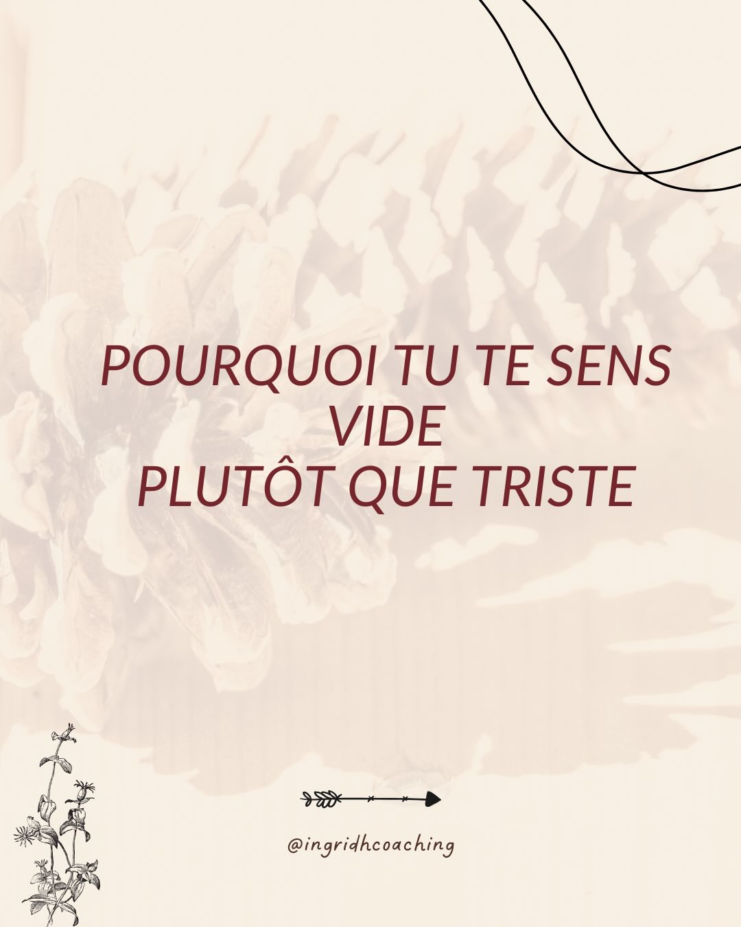 Ça arrive souvent après un deuil. Le choc est tel qu’il t’anesthésie. Tu ne ressens plus rien. Tu ne pleures même pas.
Mais ce vide ne veut absolument pas dire que tu es froide ou que tu n’aimais pas la personne disparue.
Bien au contraire…
C’est juste une façon de te protéger 🤍
Est-ce que tu vis ça en ce moment ?
🤍 Tu n’as pas à traverser ça seule.
Si tu en ressens le besoin, je peux t’accompagner.
👉 lien en bio
#deuil #chagrin #douleuremotionnelle #videintérieur #tristesse