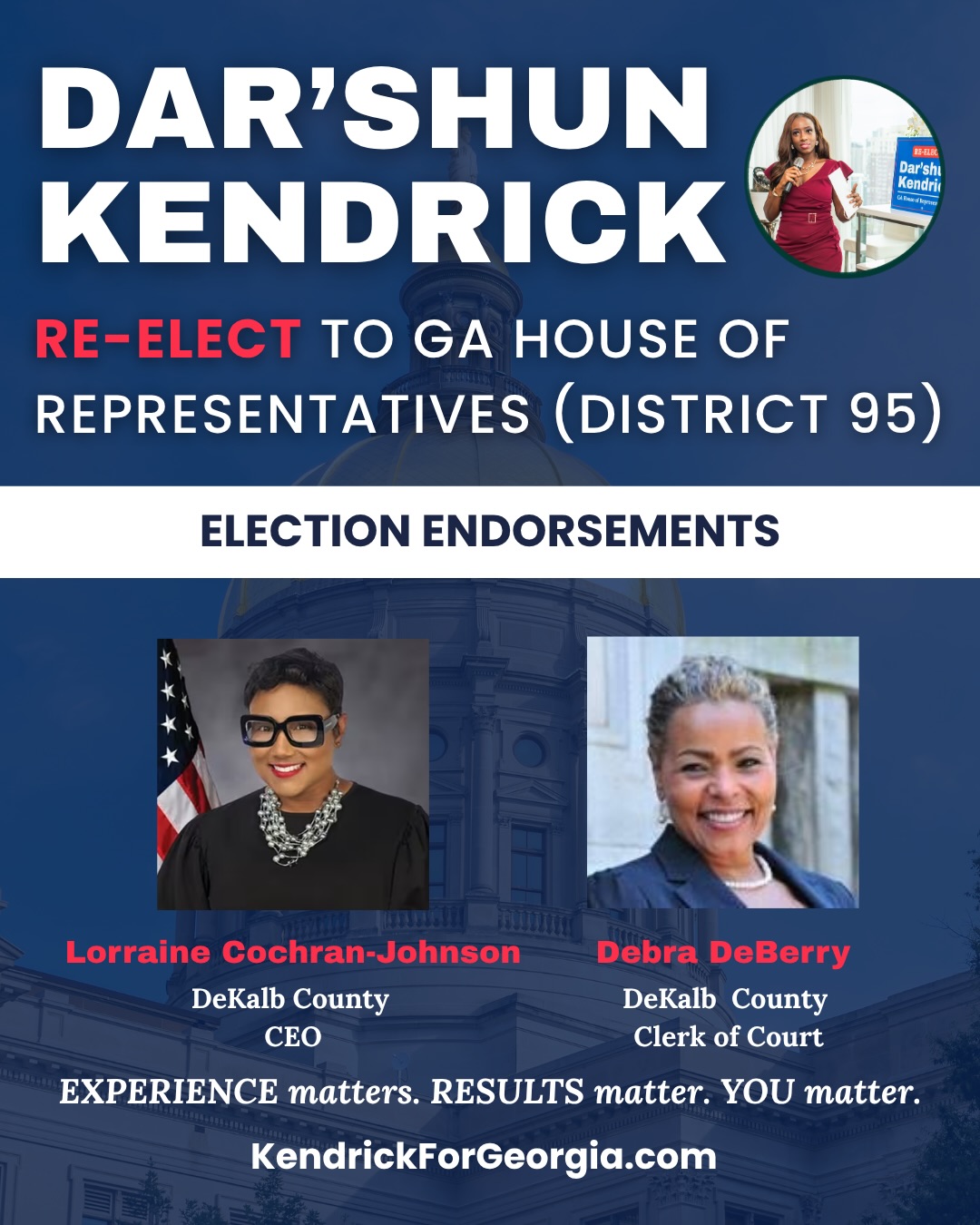 For round 3 of endorsements I’d like to thank each of these amazing leaders from DeKalb. These women pave the way for stronger women led leadership each and every day and I am honored to have been endorsed by them! Thank you 💙
@lcjohnson101
@debra.deberry.7
@sherrybostonda