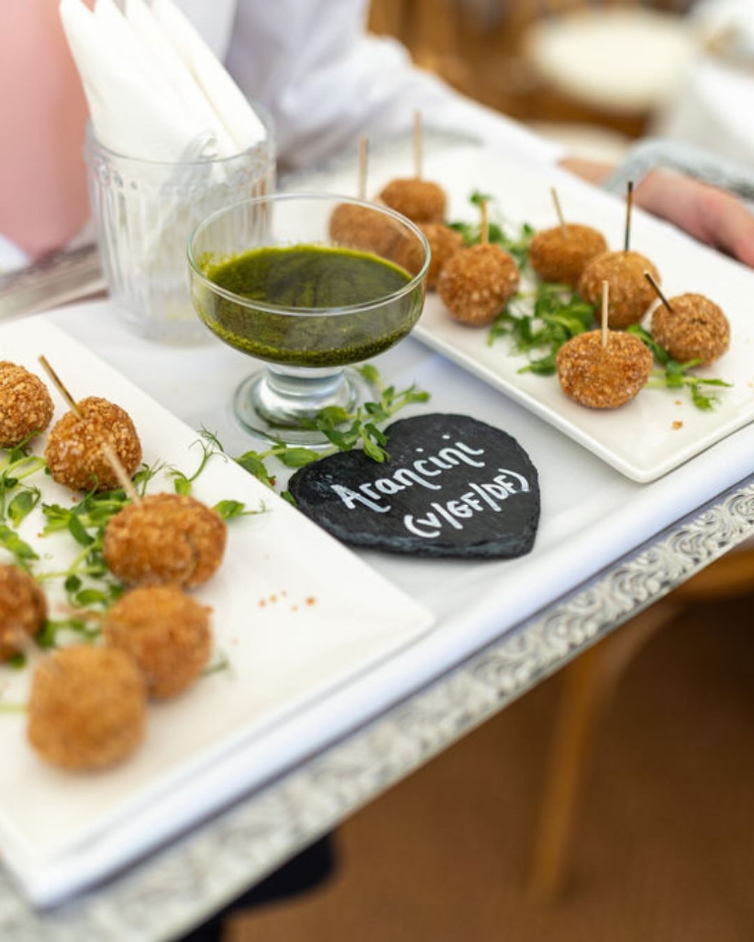 A little look back at the food from a wonderful 2 day Wedding celebration.
Sean and Max chose a selection of canapés for their guests to enjoy during the drinks reception including elegant smoked salmon blinis and comforting cured fillet of beef.
Starter-Trio of seafood- King Scallops, pan fried fillet of sea trout and oven roasted loin of cod served with homemade Focaccia.
Main course- Marinated Elderflower lamb on a bed of spaghetti runner beans, spinach and crushed petit pois. Served with dauphinoise potatoes, heritage baby carrots and English asparagus spears.
Pudding- Classic strawberry pavlova
Cheese table- Sparkenhoe Red Leicester, Lincolnshire Poacher cheddar, Somerset Brie and Colston Bassett Stilton with accompaniments including homemade Parmesan cheese straws and roasted rosemary nuts.