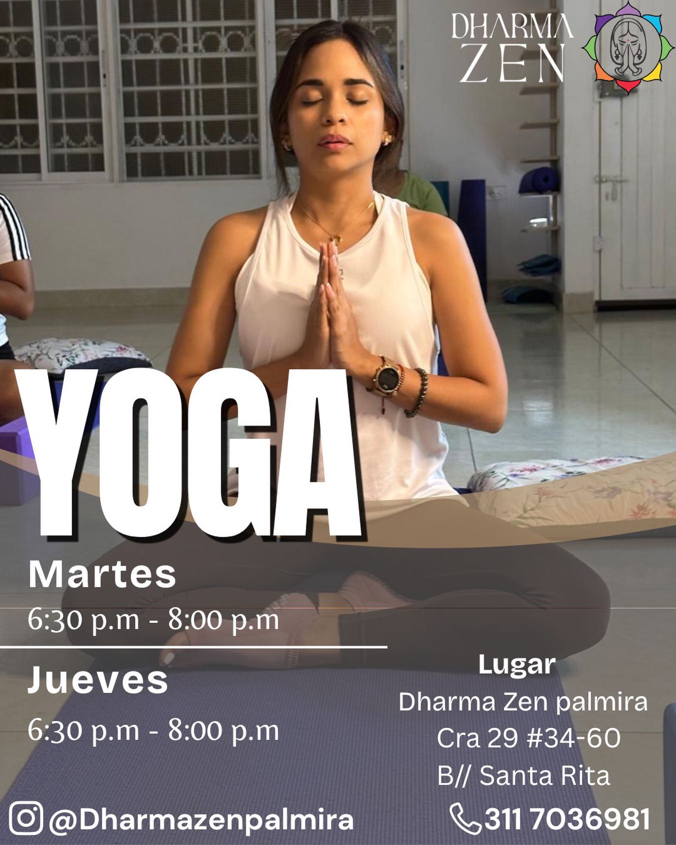 Regálate un espacio para ti ✨
En Dharma Zen te esperamos cada martes y jueves de 6:30 pm a 8:00 pm, un momento para desconectar del ruido, reconectar contigo y encontrar equilibrio en cuerpo y mente.
Respira, fluye y transforma tu energía en un ambiente lleno de paz y bienestar.
📩 Reserva tu espacio y vive la experiencia Dharma Zen