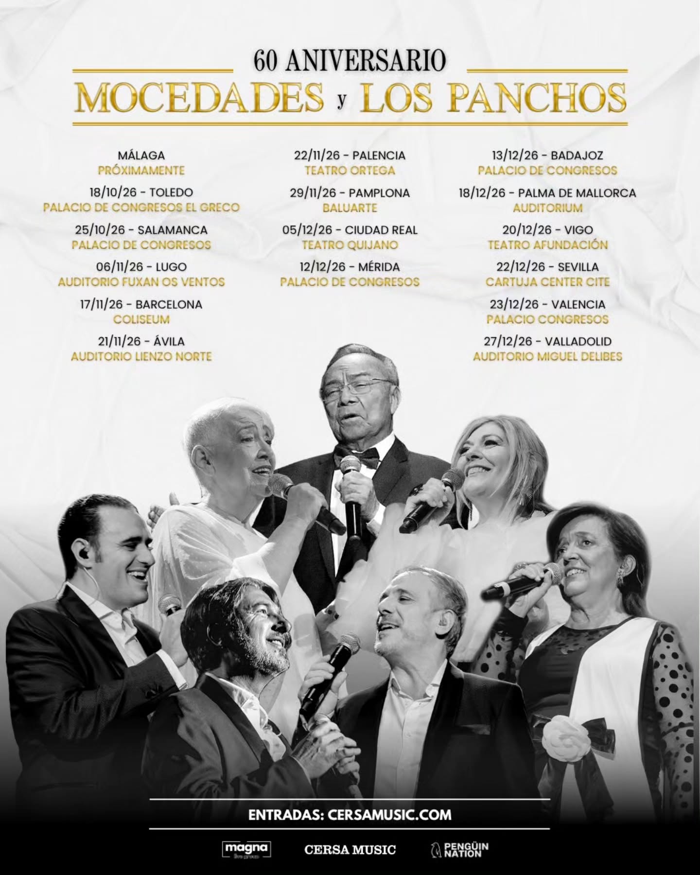 🎙️ ¡ESTAMOS A LA VENTA! 🎙️
Tras el éxito de su gira internacional por América, Mocedades y Los Panchos vuelven a compartir escenario en un espectáculo emocionante.
Disfruta en directo de himnos inolvidables como "Eres tú", "Tómame o déjame" o "Si tú me dices ven" 🎶
¿Te lo vas a perder?
Entradas ya disponibles en 🎟️ cersamusic.com 🎟️
#Mocedades #LosPanchos #Concierto #MusicaEnVivo #Entradas CersaMusic