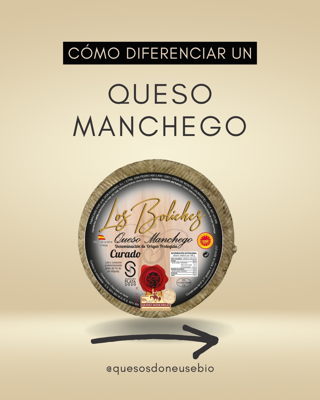 No todo lo que parece Manchego… lo es.
Si quieres identificar un auténtico Queso Manchego D.O.P., hay detalles clave en los que debes fijarte:
🧀 1. La placa de caseína
Va incrustada en la corteza e identifica cada pieza. Es uno de los elementos de control más importantes.
🧀 2. Los sellos oficiales
El auténtico Manchego incorpora la contraetiqueta del Consejo Regulador, junto con los distintivos de Denominación de Origen y origen de la leche.
🧀 3. Su elaboración
Siempre con leche de oveja manchega, siguiendo los estándares de la D.O.P.
Pequeños detalles que marcan una gran diferencia.
Porque conocer el producto es la mejor forma de elegir calidad.
En Quesos Don Eusebio trabajamos con Queso Manchego D.O.P. “Los Boliches”, elaborado bajo los controles y la tradición que garantizan su autenticidad.
#quesomanchego #quesosdoneusebio #ossademontiel #queso #lamancha