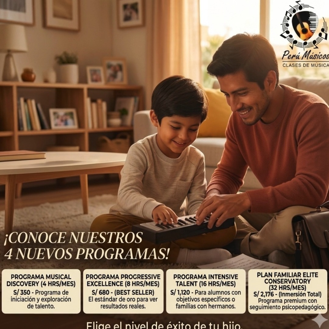 🥰¿Deseas que tu hijo/a desarrolle su máximo potencial artístico y personal? No te conformes con simples "clases de música". En Perú Músicos, te ofrecemos una formación integral que transforma vidas.
🎹Nuestra "Escalera de Valor" está diseñada para guiar a tu hijo/a en un camino de crecimiento continuo, adaptándose a sus necesidades y aspiraciones. No se trata solo de aprender a tocar un instrumento, sino de cultivar disciplina, sensibilidad artística y confianza en sí mismo.
❤Imagina a tu hijo/a desbordando alegría al dominar un instrumento, expresando sus emociones a través de la música y desarrollando habilidades que le servirán para toda la vida. Nuestra metodología PNL, aplicada a la música, potencia el aprendizaje y la conexión emocional, garantizando resultados visibles.
🧐No elijas un "precio", elige el "nivel de éxito" para tu hijo/a. Explora nuestra "Escalera de Valor" y contáctanos para una asesoría personalizada. ¡Invierte en su futuro hoy mismo!
www.perumusicos.com
Reserva tus clases al Whatsapp https://wa.me/51922168421 y https://wa.me/51984150584 ¡RESERVA TUS CLASES AHORA!
#PeruMusicos #EducacionMusical #PNLyMusica #PotencialInfantil #ClasesDeMusica #MusicaYEducacion #FormacionIntegral #HijosFelices #DesarrolloPersonal #MusicaLima #ClasesDeMusicaOnline