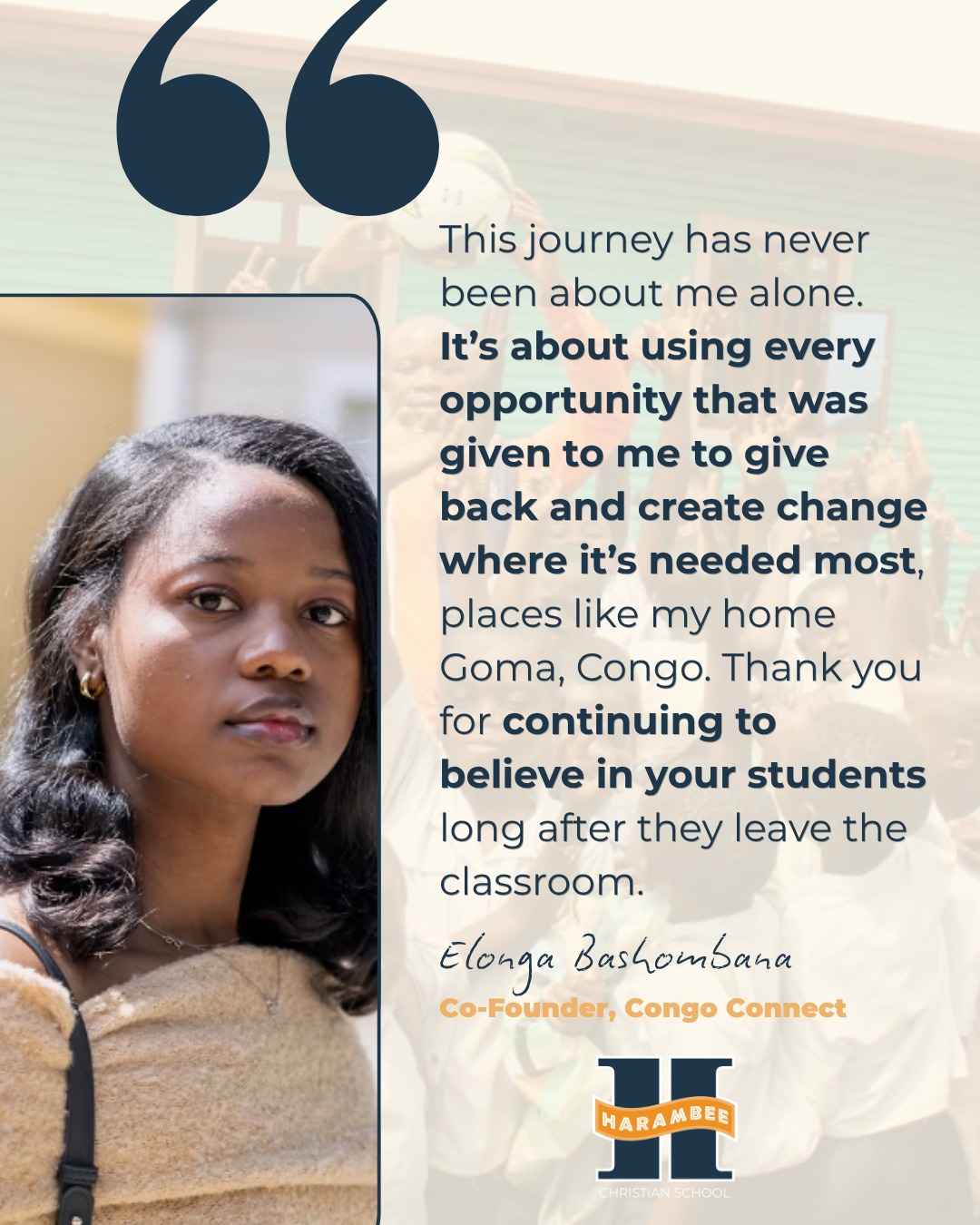 FROM OUR ALUMNI
Have you read Elonga's story yet?
"I’m deeply grateful to Harambee Christian School for being the foundation that shaped who I am today.
Harambee didn’t just educate me, it gave me a sense of purpose, faith, and direction. Everything I’ve been able to build, including Congo Connect, started with the values I learned there.
This journey has never been about me alone. It’s about using every opportunity that was given to me, to give back and create change where it’s needed most, places like my home Goma, Congo.
Thank you for continuing to believe in your students long after they leave the classroom.
🤍 God bless Harambee"
Read Elonga's story of impact: https://www.harambeechristian.org/post/round-trip
#harambee #alumni