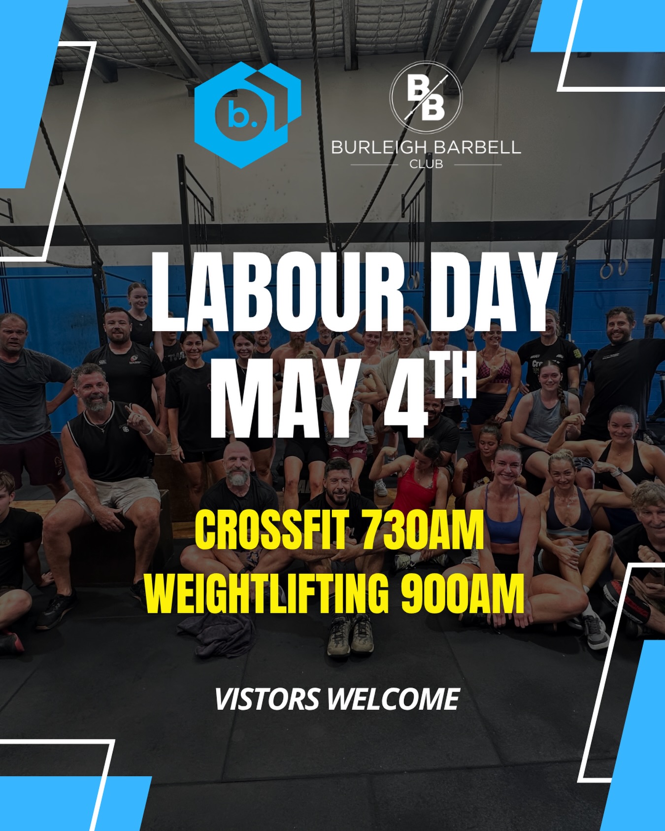 Labour Day MONDAY 4th May
.
🤸🏽♂️CROSSFIT 730am
🏋️♀️ WEIGHTLIFTING 900am
.
.
Visitors welcome !
.
#crossfit #barbell #communityiseverything