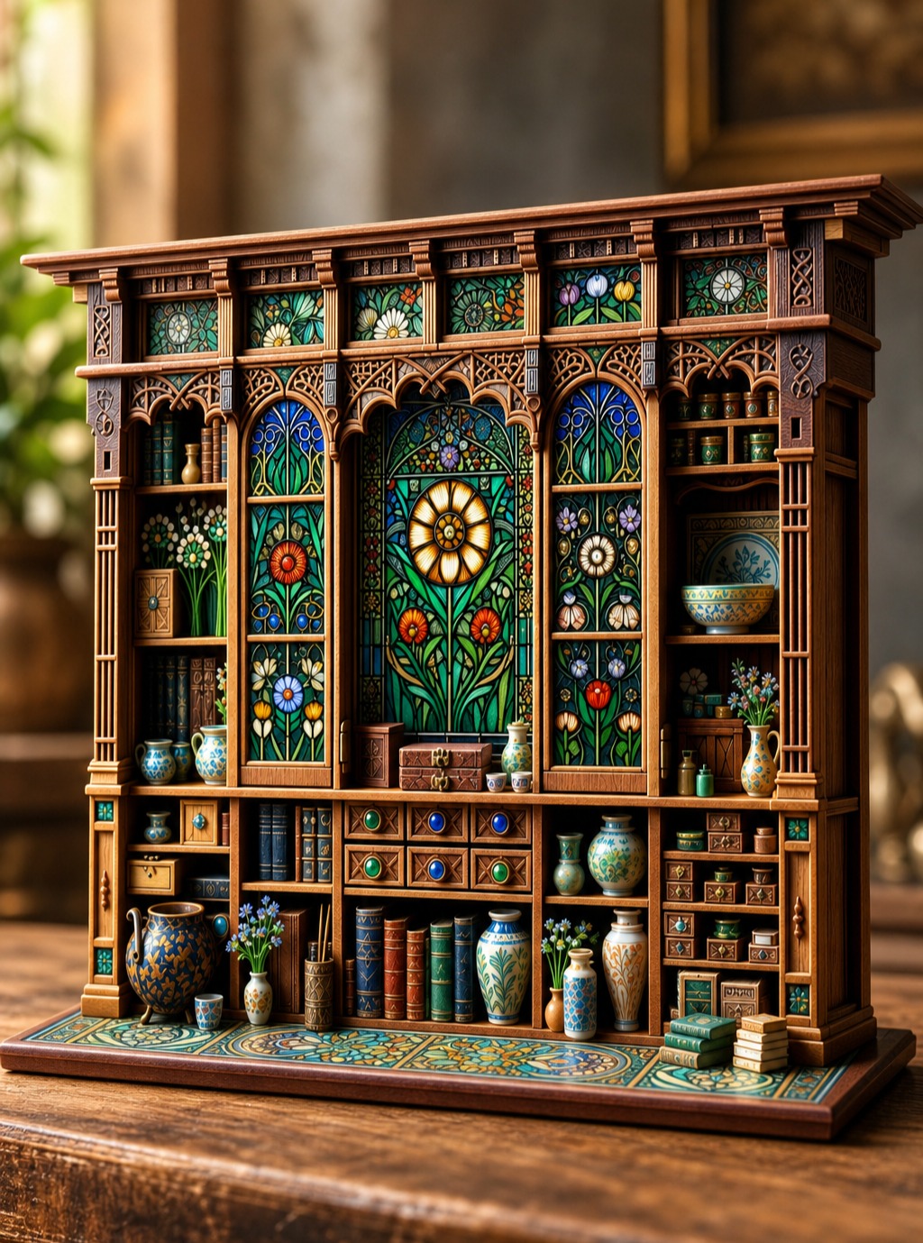 Meet Mallowmere Cabinet & Curiosity Wall, a William Morris-inspired miniature packed with stained-glass flowers, antique wood, tiny pottery, and at least one drawer full of suspicious village secrets. Follow the link in bio to read the full post!
#smallworldminiatures #miniatureart #williammorrisinspired #dollhouseminiatures #artscraftsstyle #williammorris