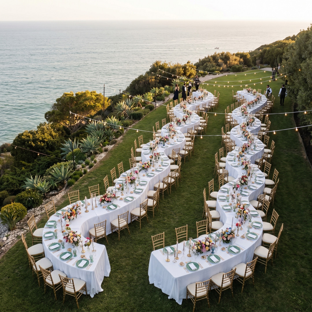 Snake tables: breathtaking visuals, real planning challenges. From guest comfort to centerpiece placement, here’s how to make the curve work for you.
--> New Blog Post - Link in Bio
#WeddingDesign
#SnakeTables #EventInspo #Florals