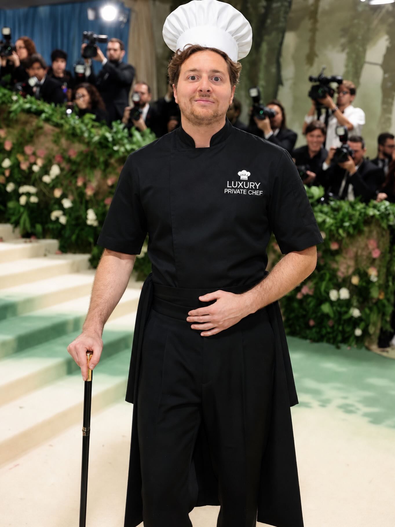 Owner Josh 🔪 modelling at Met Gala yesterday 💪showing off the new uniform.
Getting on a bit now so needed and walking stick to get up those stairs!
@luxuryprivatechef @voguemagazine @metgalaofficial_ @metgalaofficial_2026
#luxuryprivatechef #privatechef #metgala #metgala2026 #vogue