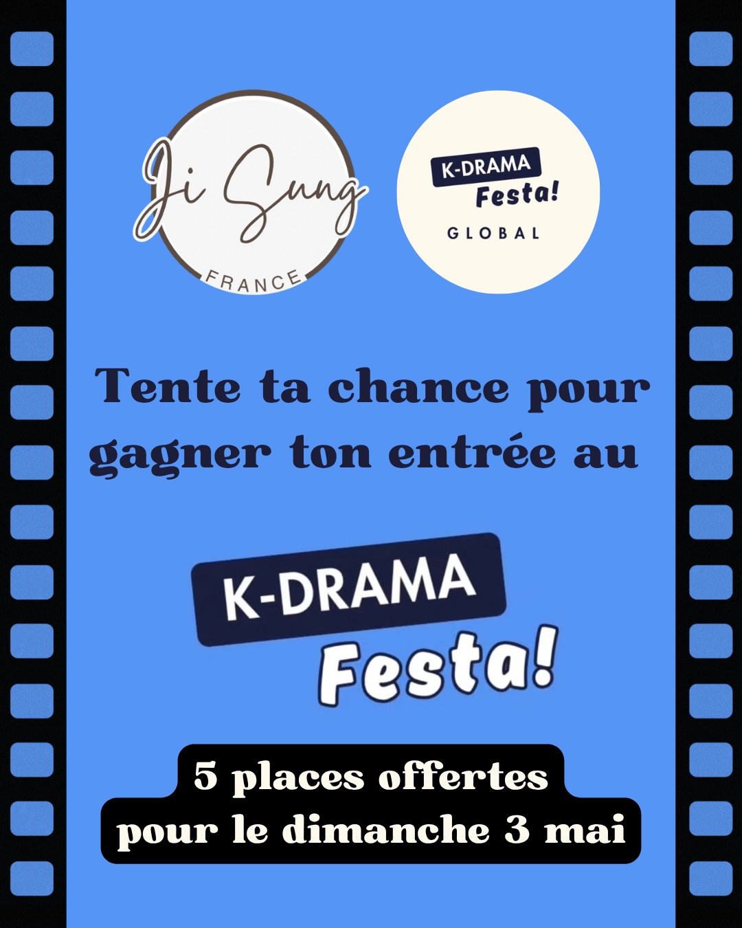 ✨ Concours – K-Drama Festa ✨
Ji Sung France vous donne rendez-vous au K-Drama Festa et vous offre la possibilité de vivre ce bel événement à nos côtés.
À cette occasion, 5 places individuelles pour le dimanche sont à gagner.
Pour participer :
• Suivre @jisung.france et @kdramafestaglobal sur Instagram uniquement
• Commenter en identifiant la personne avec qui vous aimeriez partager cette journée
🎟️ Tirage au sort parmi les participations valides.
📩 Les gagnants seront contactés uniquement par message privé depuis ce compte.
✅ Résultats mardi à 18h en story.
Hâte de vous retrouver pour partager ensemble notre passion des K-dramas 🌿
@justin_jisung @surpassent_official
#KDramaFesta
#JiSung
#KoreanEvent
#KDramaFan