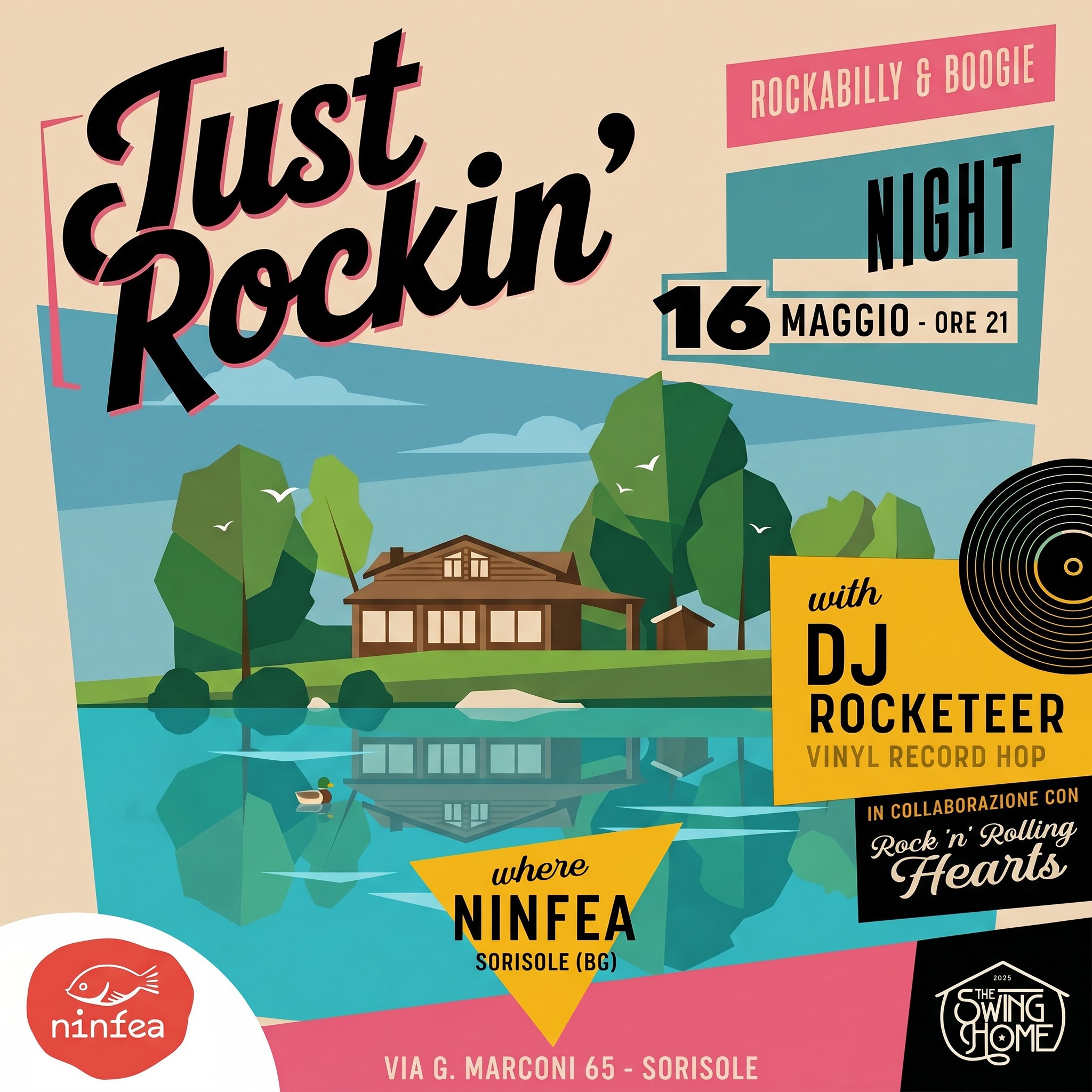 ⭐ BIG NEWS ⭐
SABATO 16 MAGGIO 2026
✦ JUST ROCKIN’ ✦
@theswinghome in collaborazione con @rocknrollinghearts
Presentano la serata per gli amanti del Rockabilly Jive e Boogie Woogie più frenetici!
✦ JUST ROCKIN’ - SORISOLE
Il 16 maggio apriamo la stagione all’aperto come si deve: con il ritmo tirato, il jive che scivola e il rock’n’roll che non chiede permesso.
Per la prima volta alla Ninfea di Sorisole, tra il verde e l’acqua, sotto il cielo aperto — perché certe serate hanno bisogno di spazio.
Programma:
Dalle 21:00
🎵 DJ Rocketeer — Vinyl Record Hop @rocketeervintagefurniture
Solo dischi veri, selezioni che fanno muovere anche chi giura di non ballare.
• Orari: 21:00 / 01:00
• Ninfea — Sorisole (BG) @ninfeasocialclub
Via G. Marconi 65 — Sorisole
— ENTRATA GRATUITA —
— POSSIBILITÀ DI CENARE SUL POSTO —
Inauguriamo insieme le serate all’aperto 2026
Ci vediamo lì. 🌿🎶