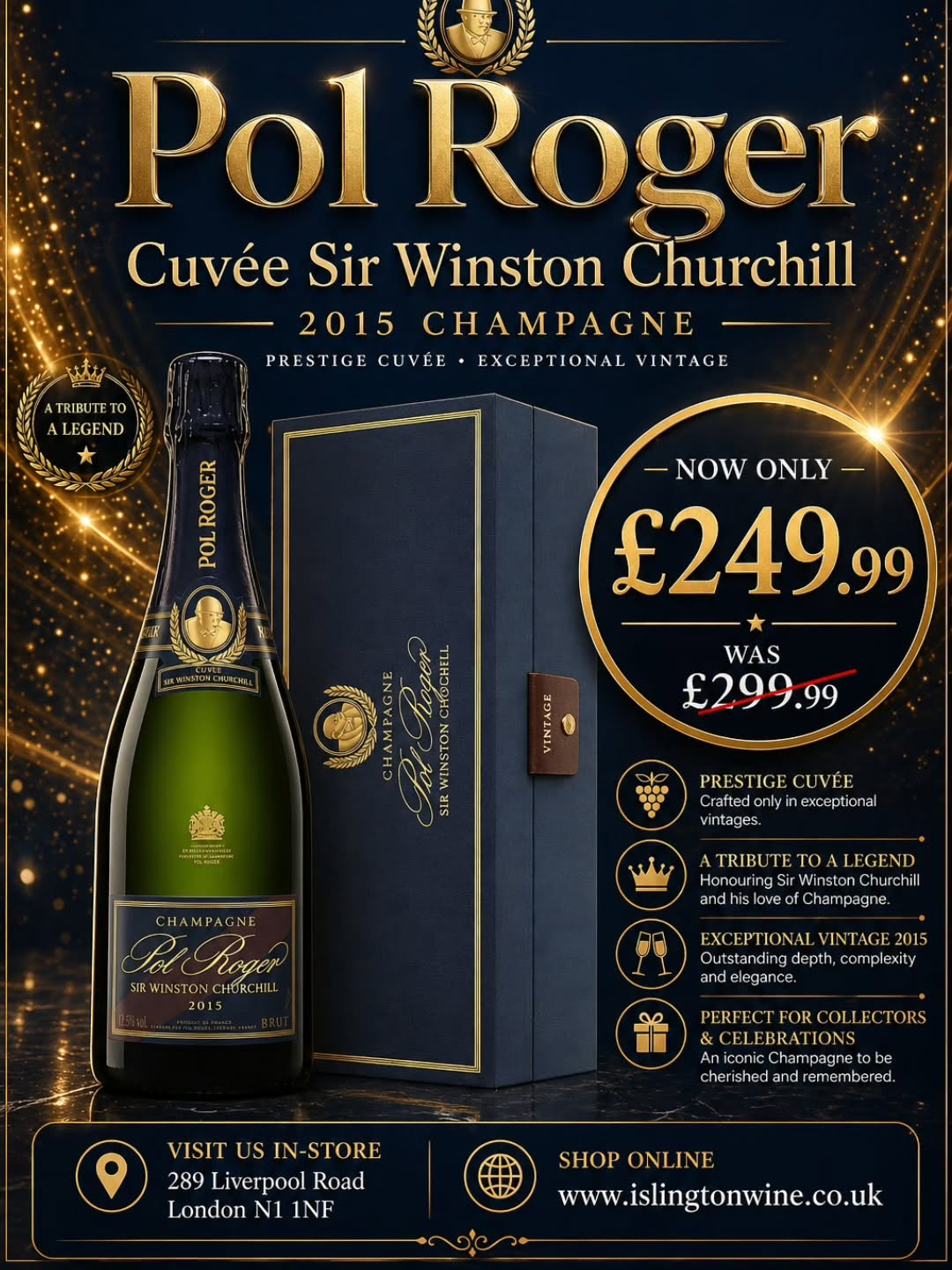 ✨ Luxury Champagne Offer – Limited Time ✨
🍾 Pol Roger Cuvée Sir Winston Churchill 2015 Champagne
An iconic prestige cuvée, crafted for those who appreciate elegance, depth, and timeless character. Perfect for collectors, celebrations, or a truly special gift.
💷 Now Only: £249.99
❌ Was: £299.99
📍 Visit us in-store:
289 Liverpool Road, London N1 1NF
🌐 Shop online:
www.islingtonwine.co.uk
🥂 Rich, complex & beautifully balanced
🎁 Ideal for gifting & celebrations
⭐ A tribute to one of history’s greatest legends
#PolRoger #ChampagneUK #LuxuryWine