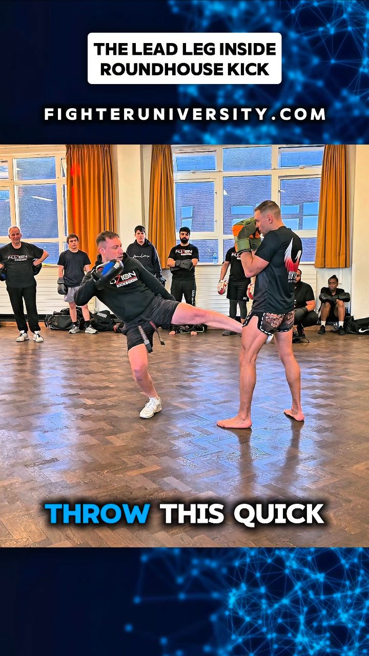 The inside leg round kick is your fastest kick to a target because it travels the shortest path with minimal telegraph and commitment.
#mma #muaythai #kickboxing #fighter