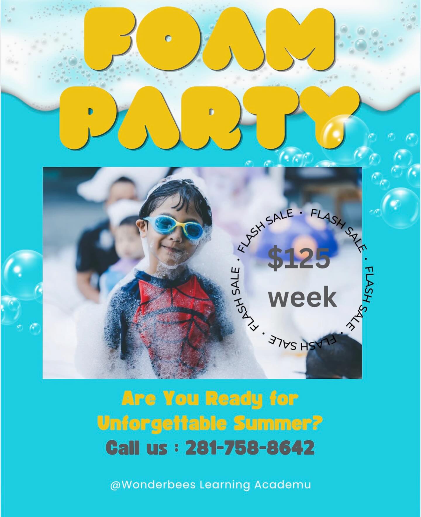 WONDERBEES SUMMER CAMP FLASH SALE — THIS WEEK ONLY!
The foam is flying and the fun is REAL at WonderBees!
#FOAM PARTY FRIDAY INCLUDED
$125/week — lowest price of the season
Hands‑on art, STEM, sensory play
Outdoor adventures + themed activities
Meals & snacks included
Ages 5–12
📍 NW Houston / 77065
Your child deserves a summer filled with laughter, learning, and BIG memories — and WonderBees Learning Academy delivers it all with our signature creative, sensory‑rich style parents love.
LIMITED SPOTS — Flash sale ends this week
Comment CAMP or message us to grab your spot today.
#WonderBeesLearningAcademy #HoustonKids #CypressMoms #HoustonMoms #HoustonSummerCamp #FoamPartyFun #KidsActivitiesHouston #77065Moms #SummerCampSale #CypressTX #HoustonMomsNetwork #BuzzAndBloomCamp #STEMForKids #CreativeKids