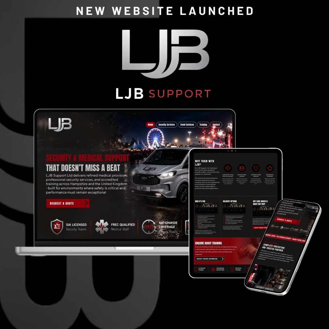 NEW WEBSITE LAUNCHED
Thrilled to share another awesome build - LJB Support ✨
LJB Support delivers refined medical provision, professional security services, and accredited training across Hampshire and the United Kingdom - and their site needed to showcase it all while standing out in a crowded industry, and I think we did just that!