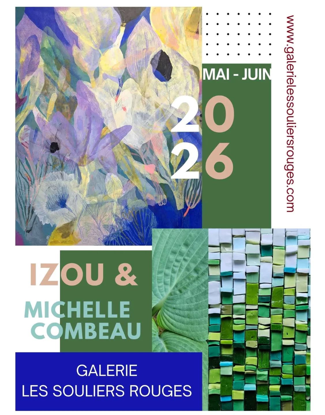 Exposition mai juin
@michelle_combeau et @izou.playground
#galerielessouliersrouges #painting #masoïque #ArtContemporain