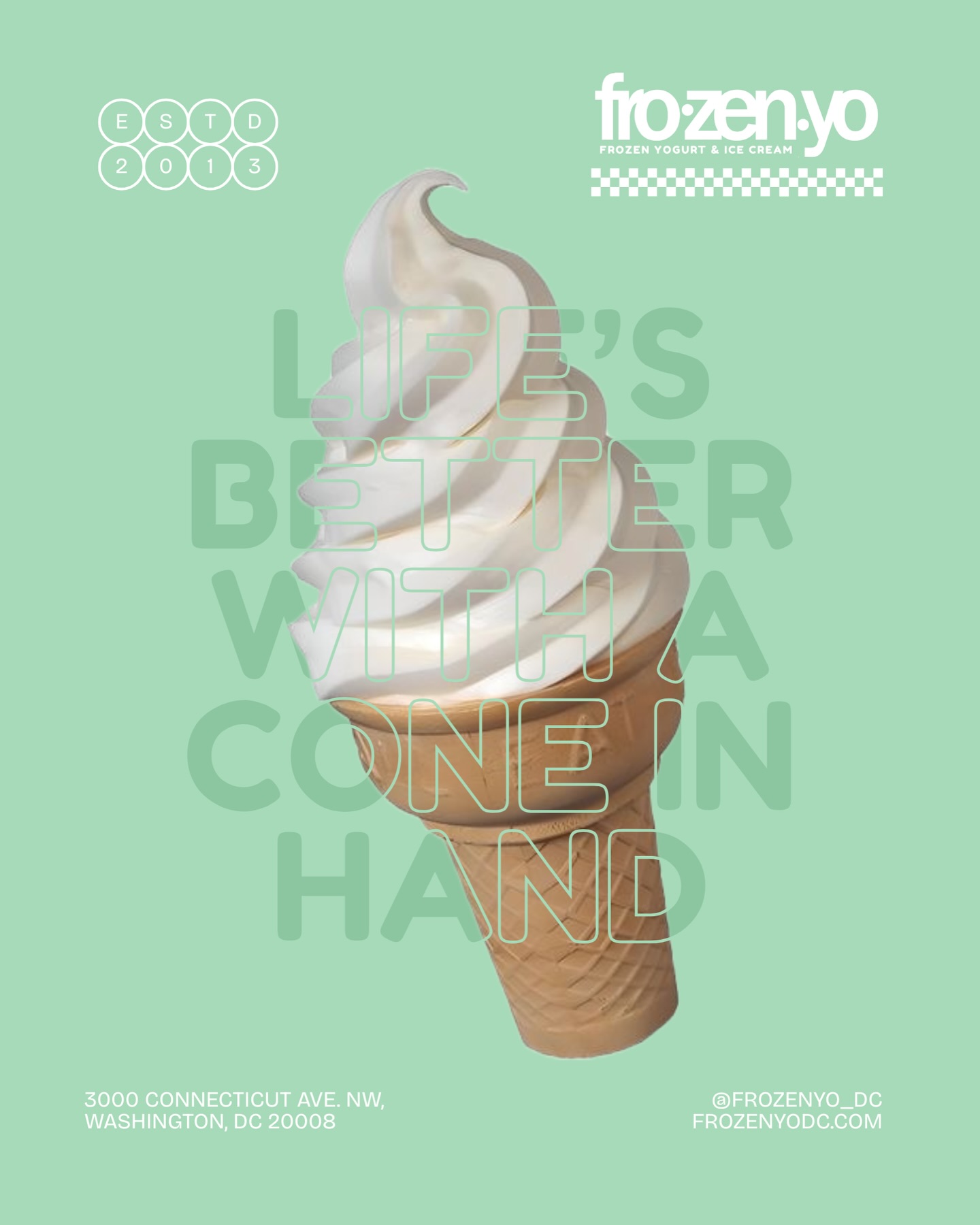 Life’s better with a cone in hand.
Keep it classic, keep it smooth, or load it up your way. Either way, this is your sign to stop by FrozenYo and treat yourself.
#FrozenYoDC #SimplePleasures #ConeInHand #DMVDesserts #TreatYourself