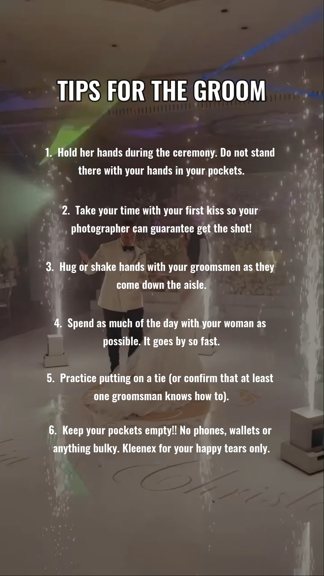Wedding tips for the groom 🤵
This one is for the guys… because the wedding day is not just something you show up to.
A little preparation goes a long way. Know the timeline, handle your responsibilities, keep your people organized and make sure you’re present for the moments that matter.
The smoother you are, the smoother the day feels for everyone.
Send this to a groom who needs the reminder.
.
.
#WeddingTips #GroomTips #WeddingPlanning #WeddingAdvice #WeddingInspiration #WeddingDay #GroomToBe #BrideAndGroom #WeddingIdeas #WeddingReception #EngagedLife #WeddingEntertainment